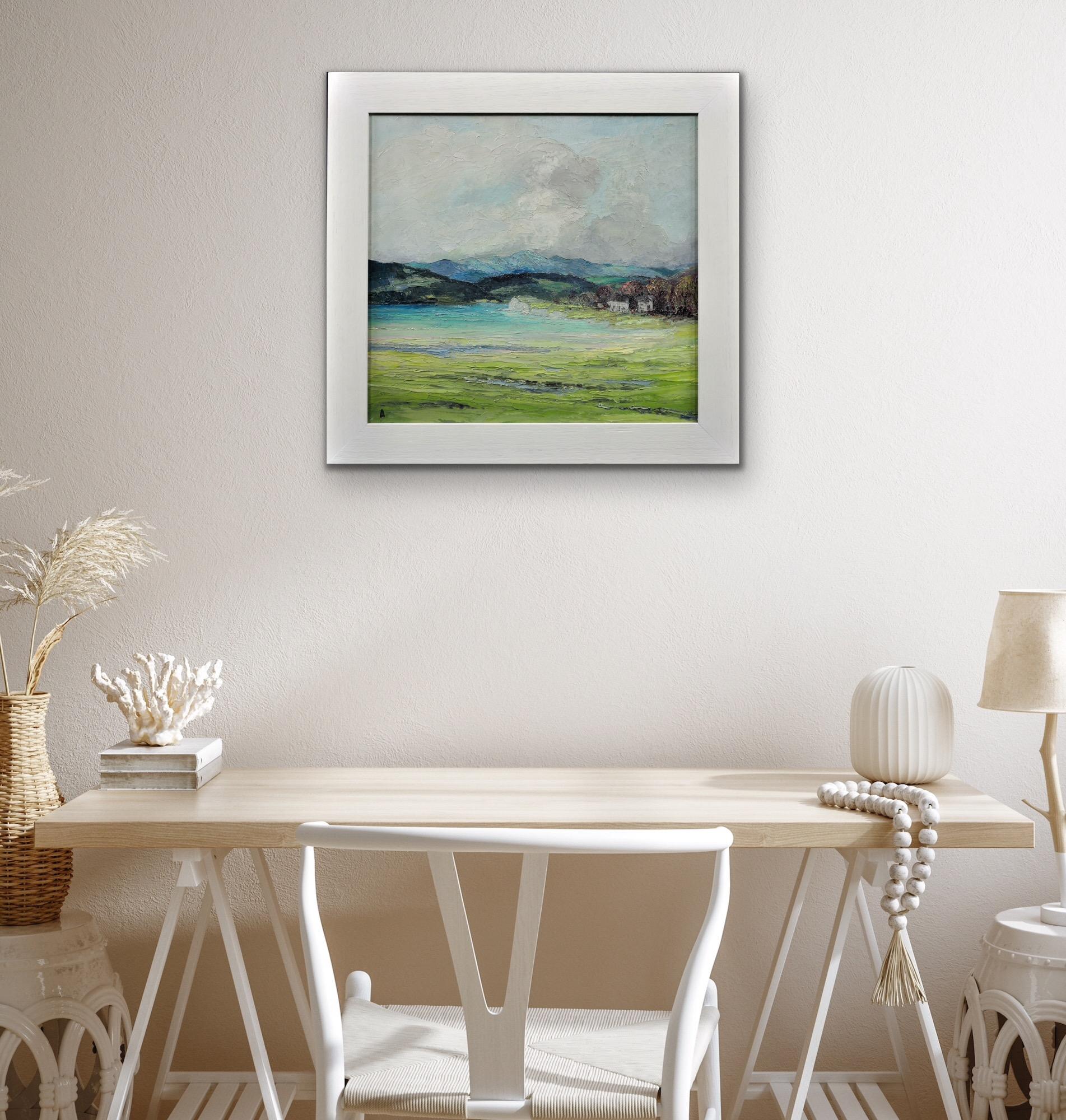 Gerahmte Landschaft im Lake District Impasto, Ölgemälde, Fluss Leventuary, Impasto im Angebot 11