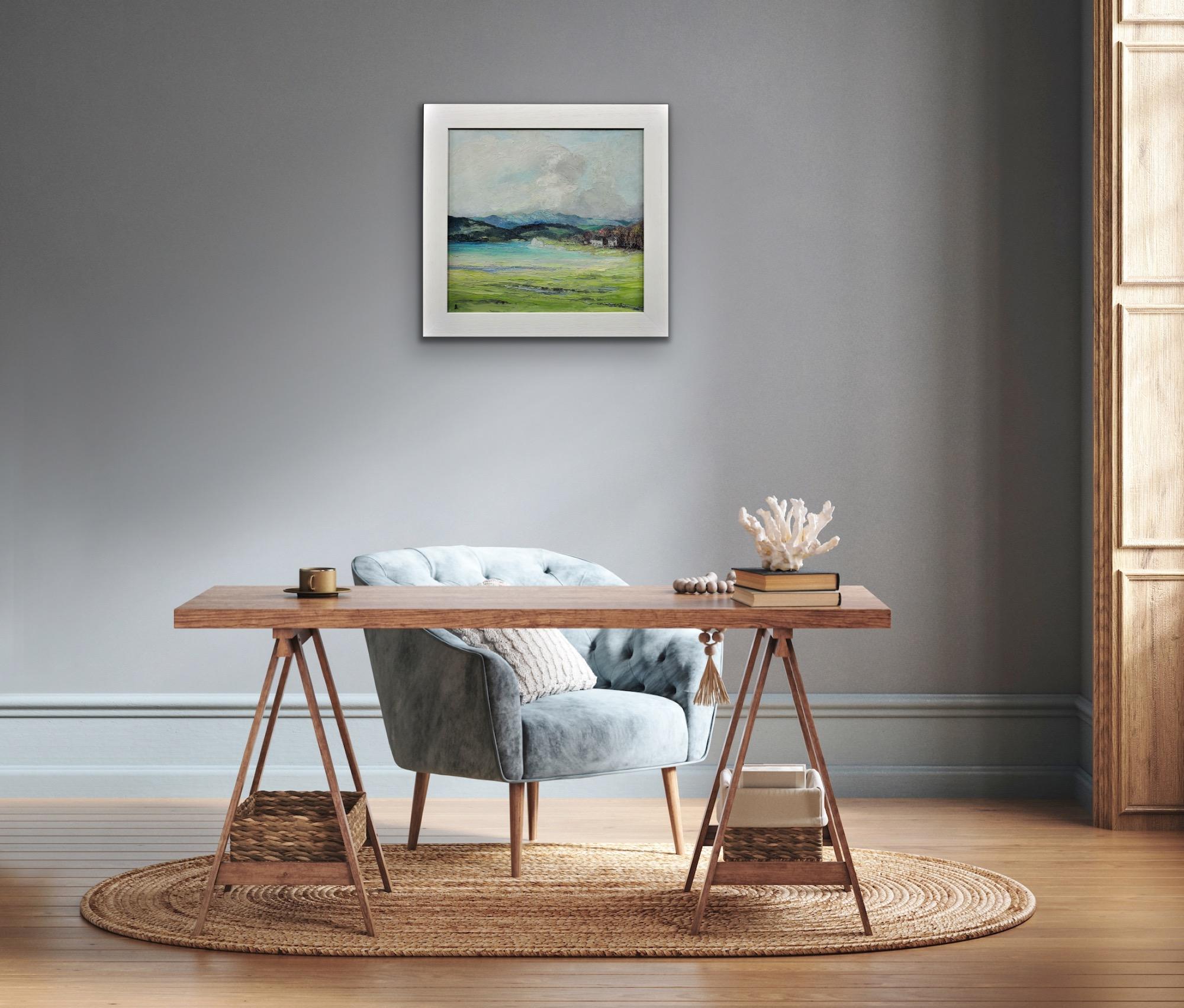 Gerahmte Landschaft im Lake District Impasto, Ölgemälde, Fluss Leventuary, Impasto im Angebot 12