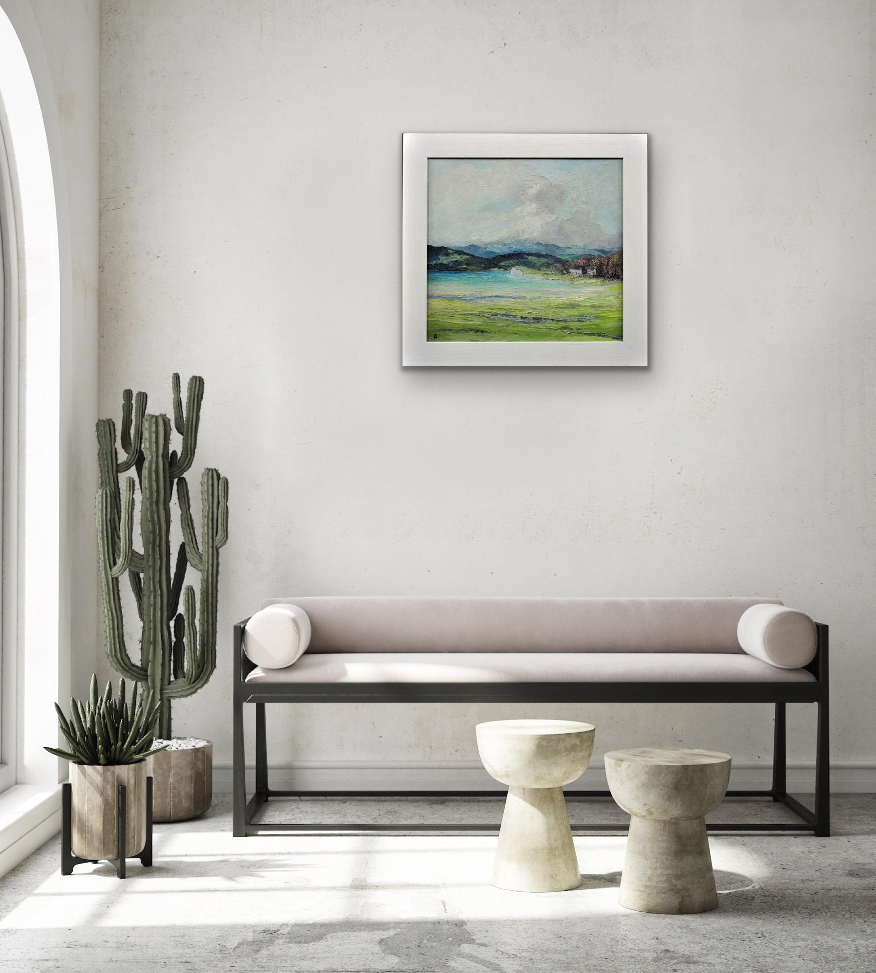 Gerahmte Landschaft im Lake District Impasto, Ölgemälde, Fluss Leventuary, Impasto im Angebot 13