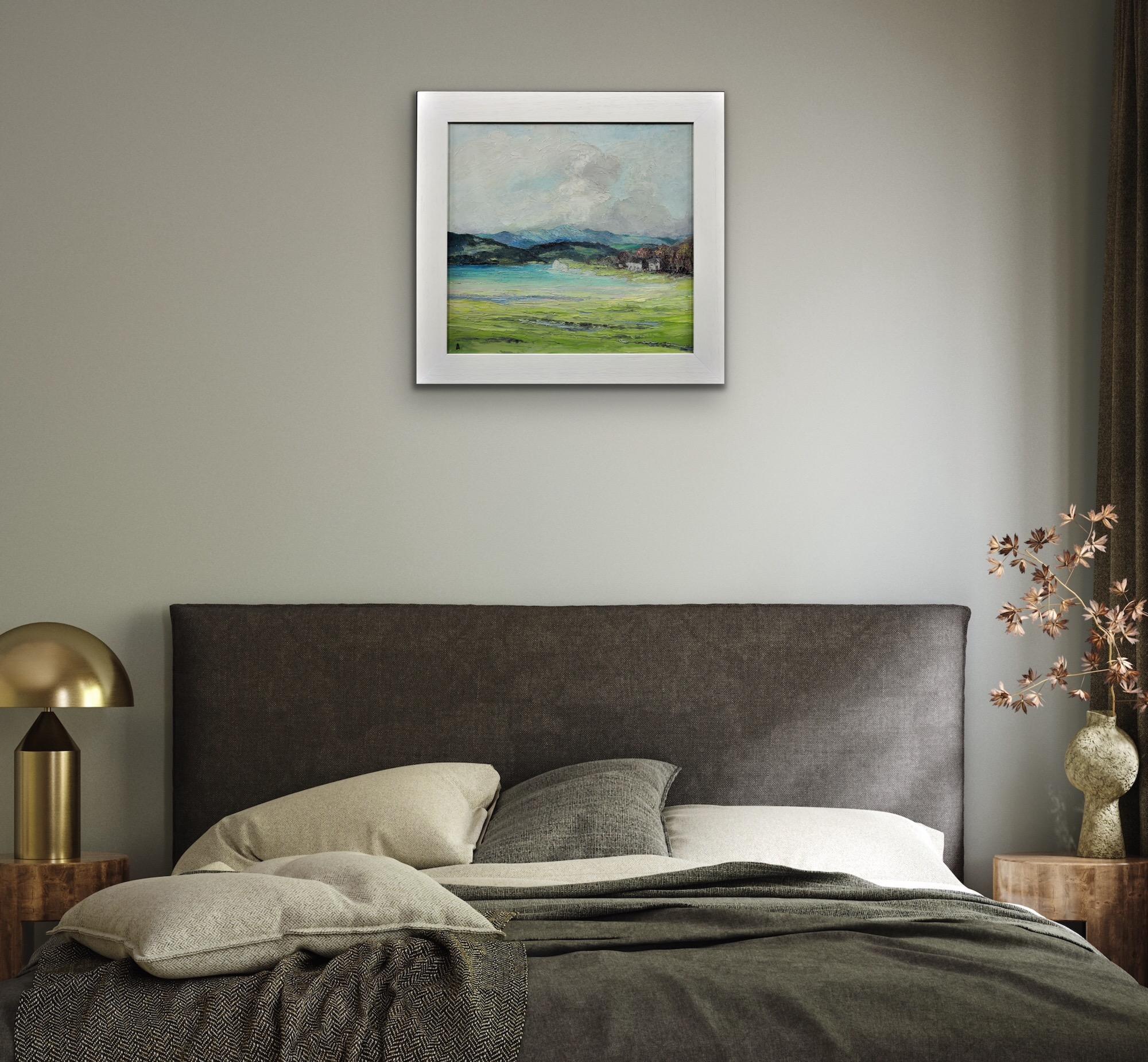 Gerahmte Landschaft im Lake District Impasto, Ölgemälde, Fluss Leventuary, Impasto im Angebot 14