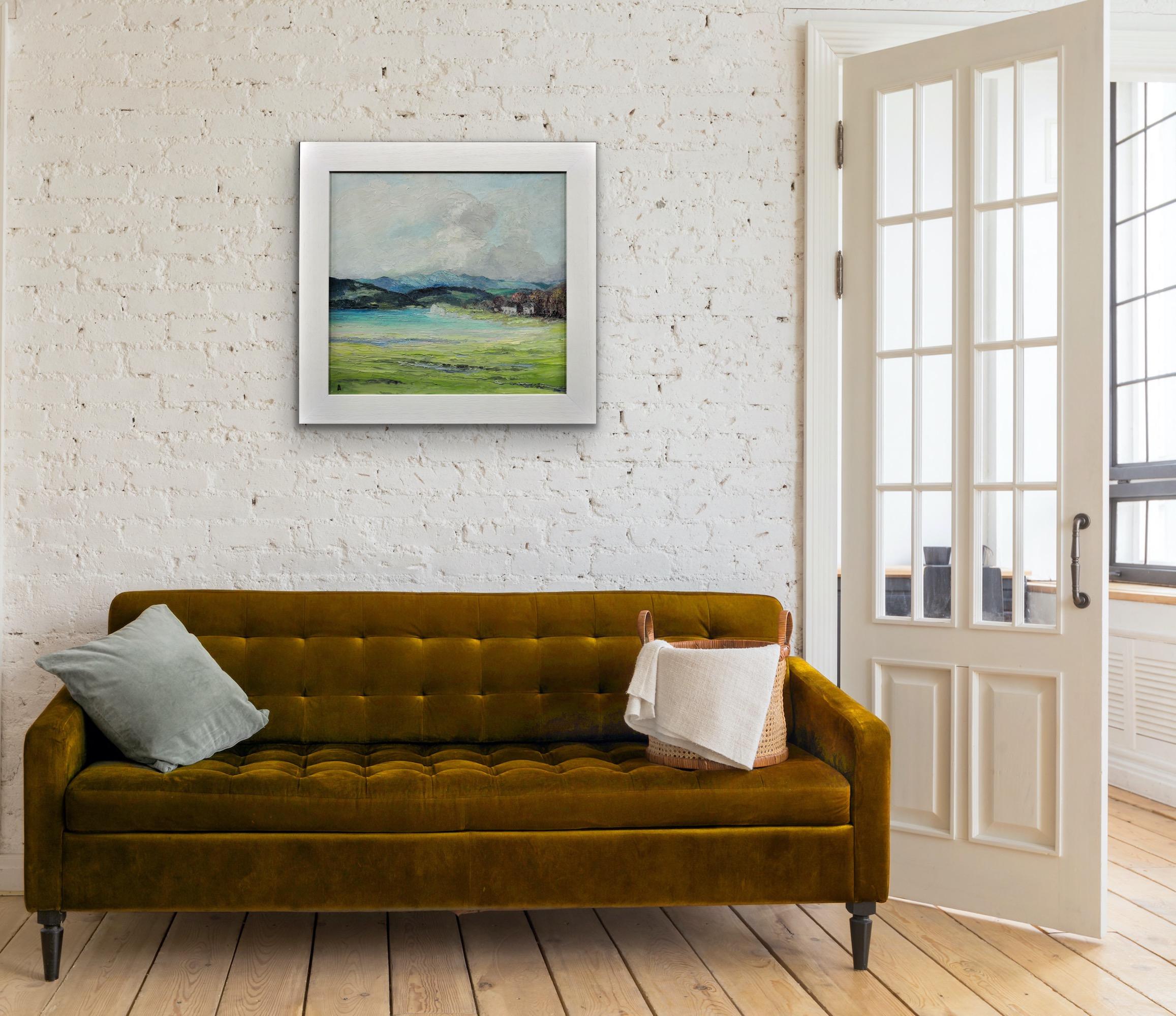 Gerahmte Landschaft im Lake District Impasto, Ölgemälde, Fluss Leventuary, Impasto im Angebot 2