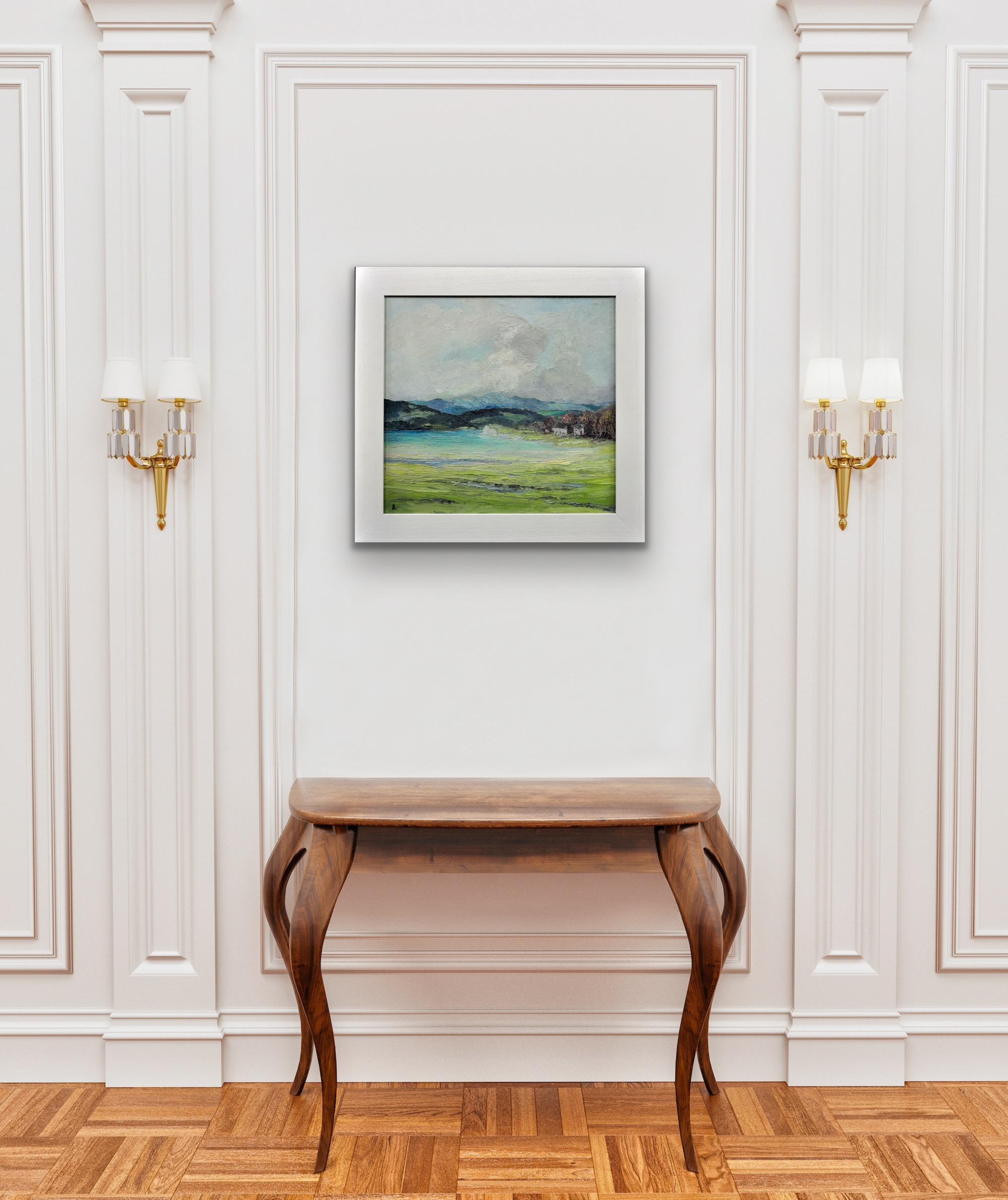Gerahmte Landschaft im Lake District Impasto, Ölgemälde, Fluss Leventuary, Impasto im Angebot 3