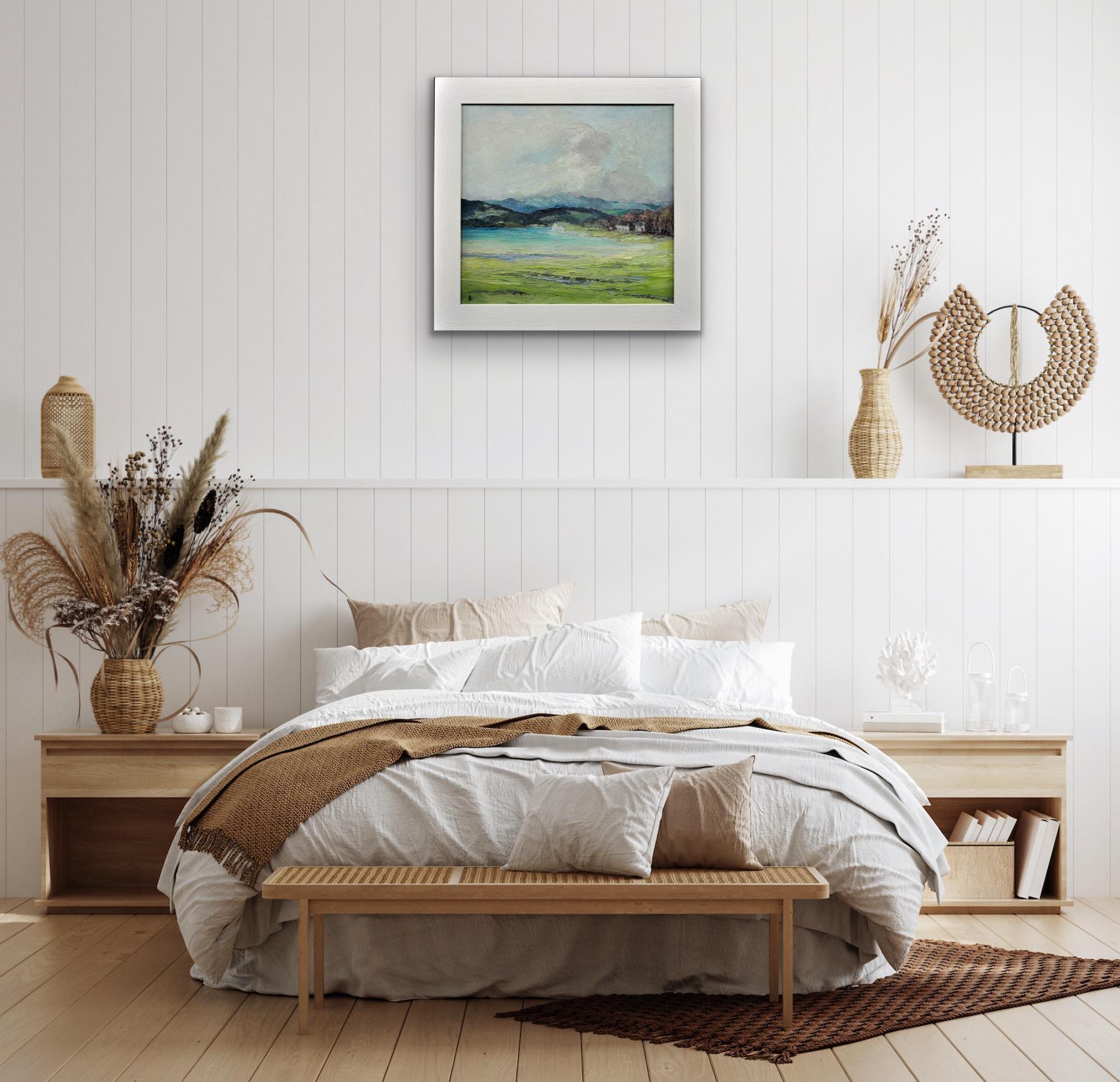 Gerahmte Landschaft im Lake District Impasto, Ölgemälde, Fluss Leventuary, Impasto im Angebot 4
