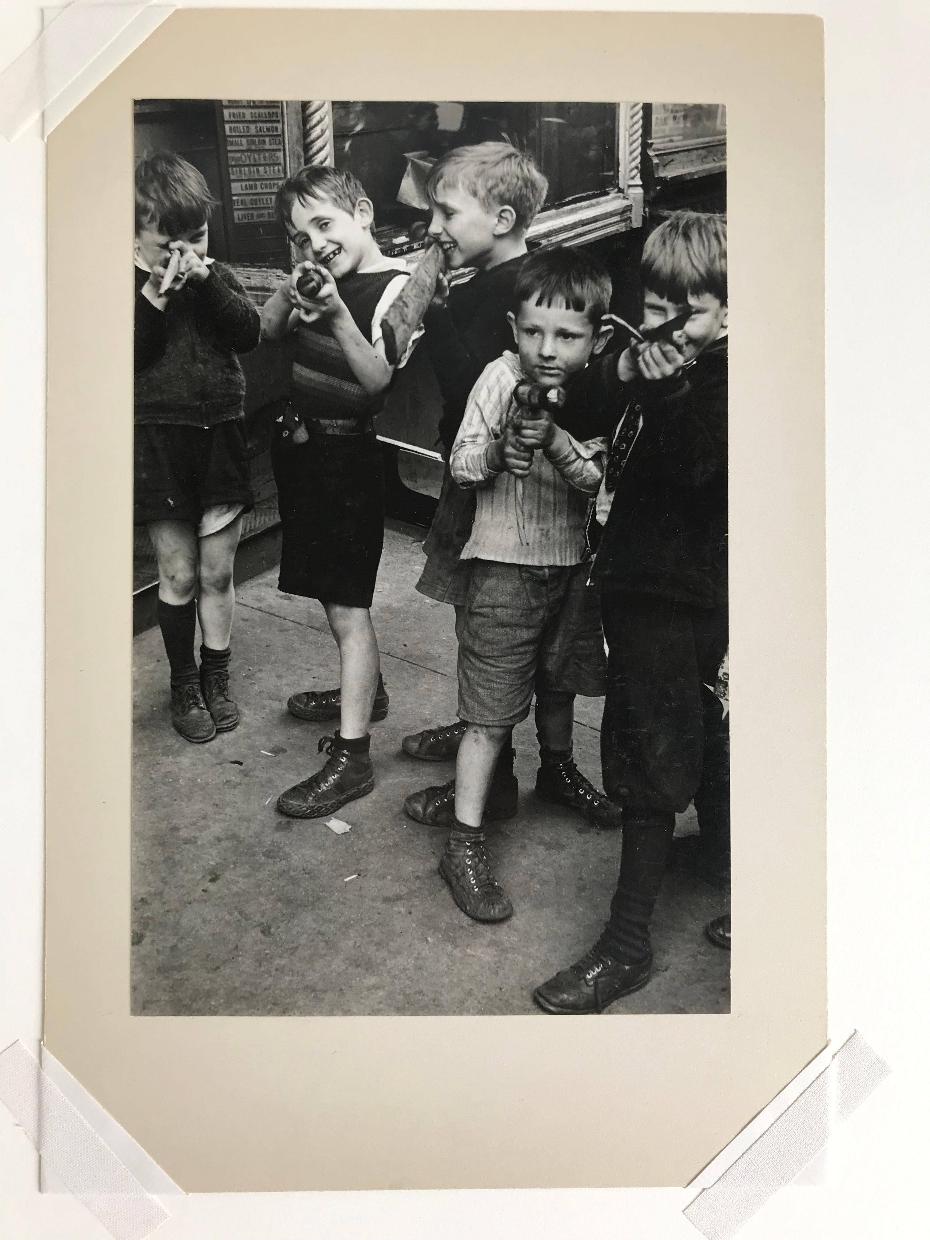 Boys With Guns, New York City,  - Black Black and White Photograph by Helen Levitt