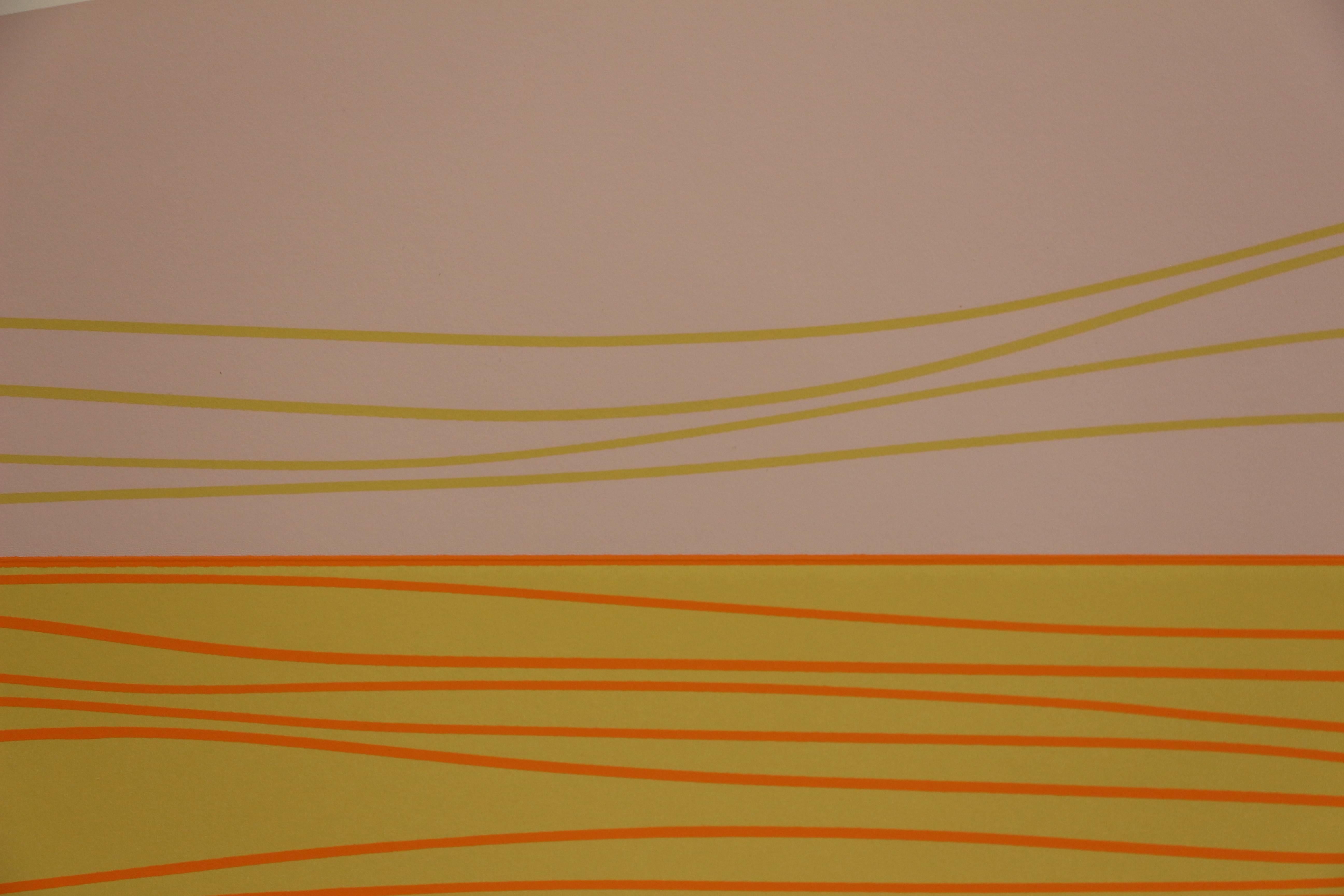 Landscape, yellow, pink and orange serigraph of abstract landscape  For Sale 2