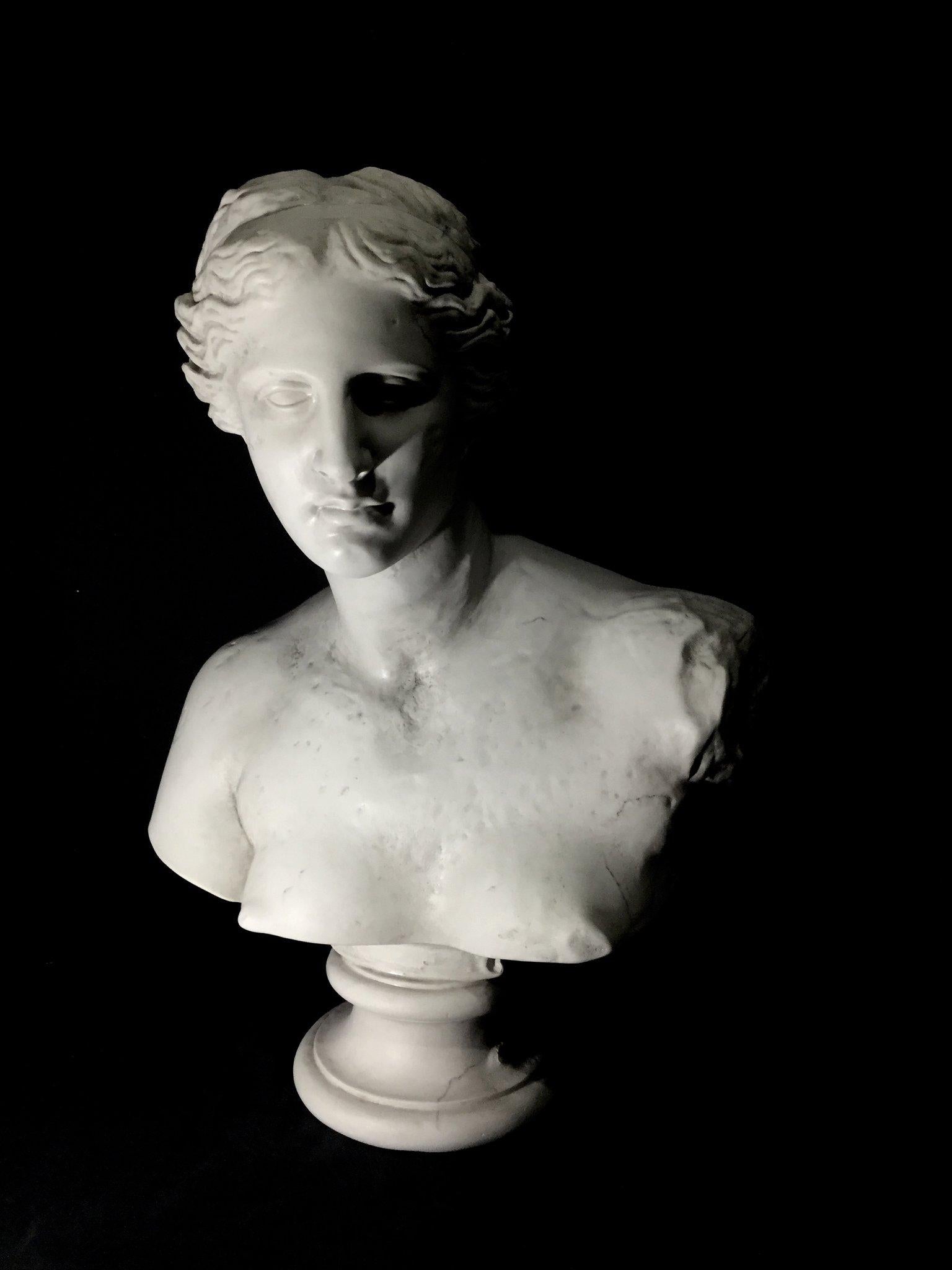 A unique Helen marble bust sculpture, 20th century.
A large bust portraying Helen of troy, after the original marble found in excavations in Rome, now in the Vatican collection.
   
   