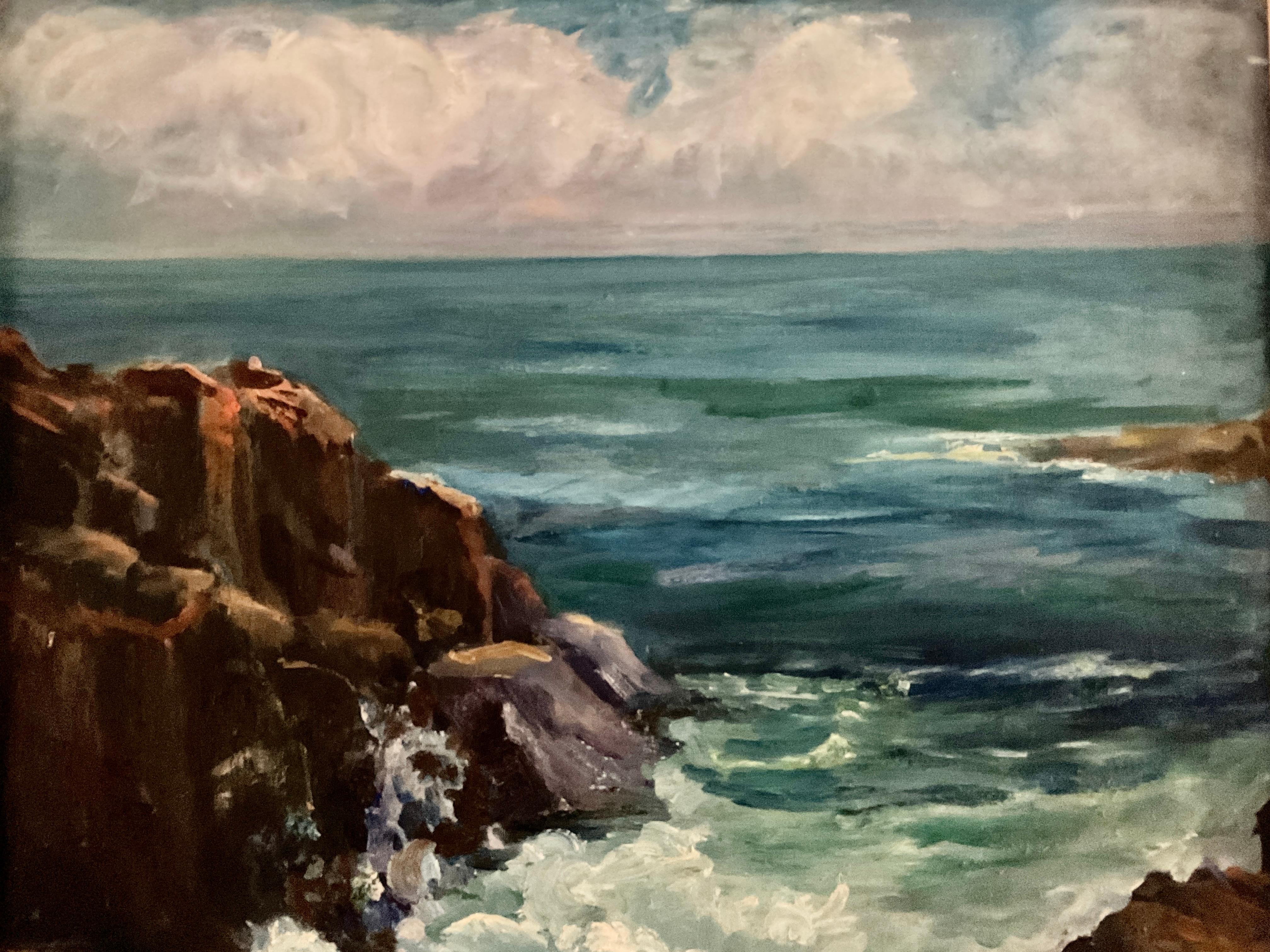 Bass Rocks, Impressionistische Gloucester- Meereslandschaft, New Jersey-Künstlerin Helen Stockton – Painting von Helen Marie Stockton