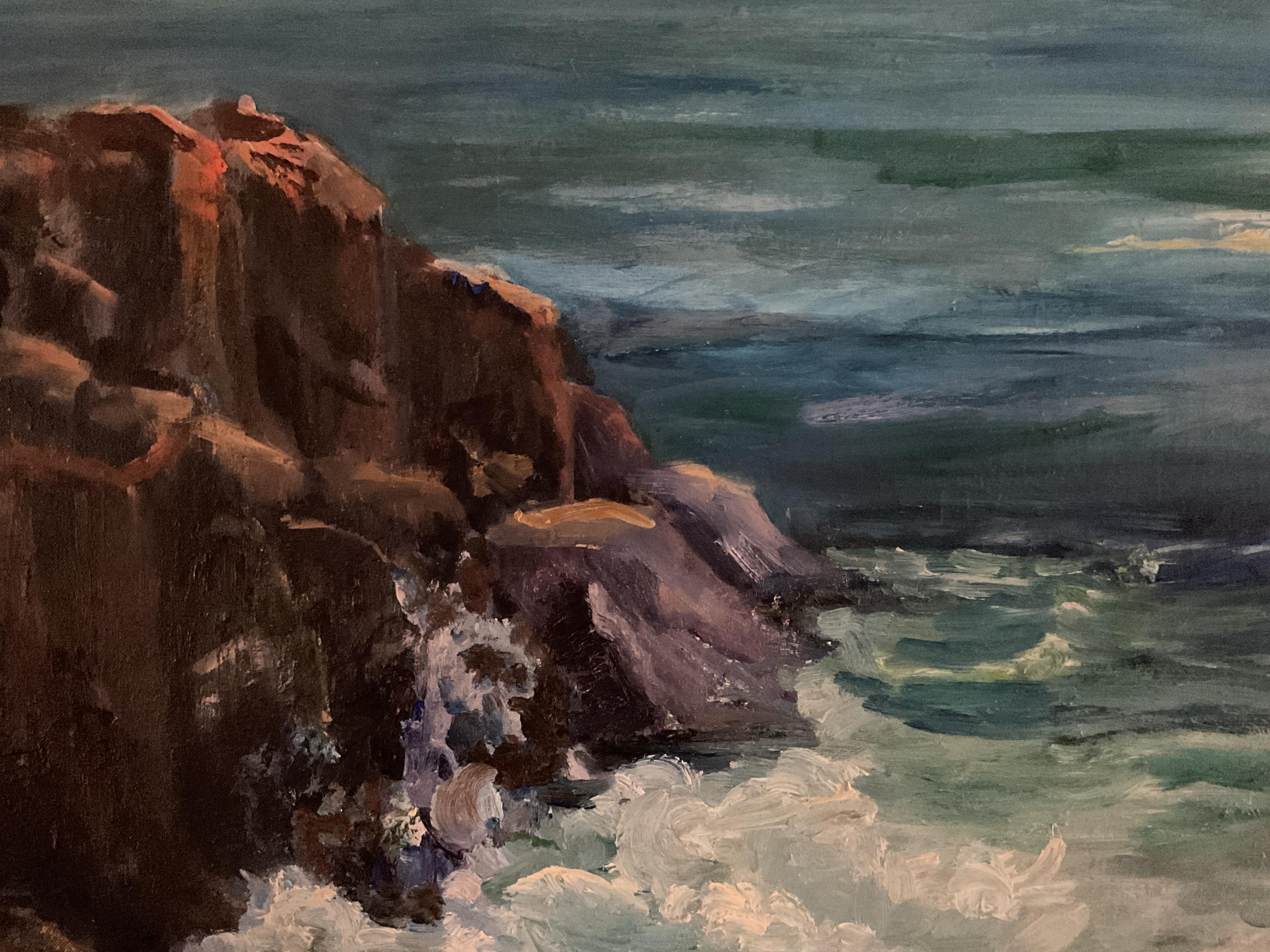 Bass Rocks, Impressionistische Gloucester- Meereslandschaft, New Jersey-Künstlerin Helen Stockton (Post-Impressionismus), Painting, von Helen Marie Stockton