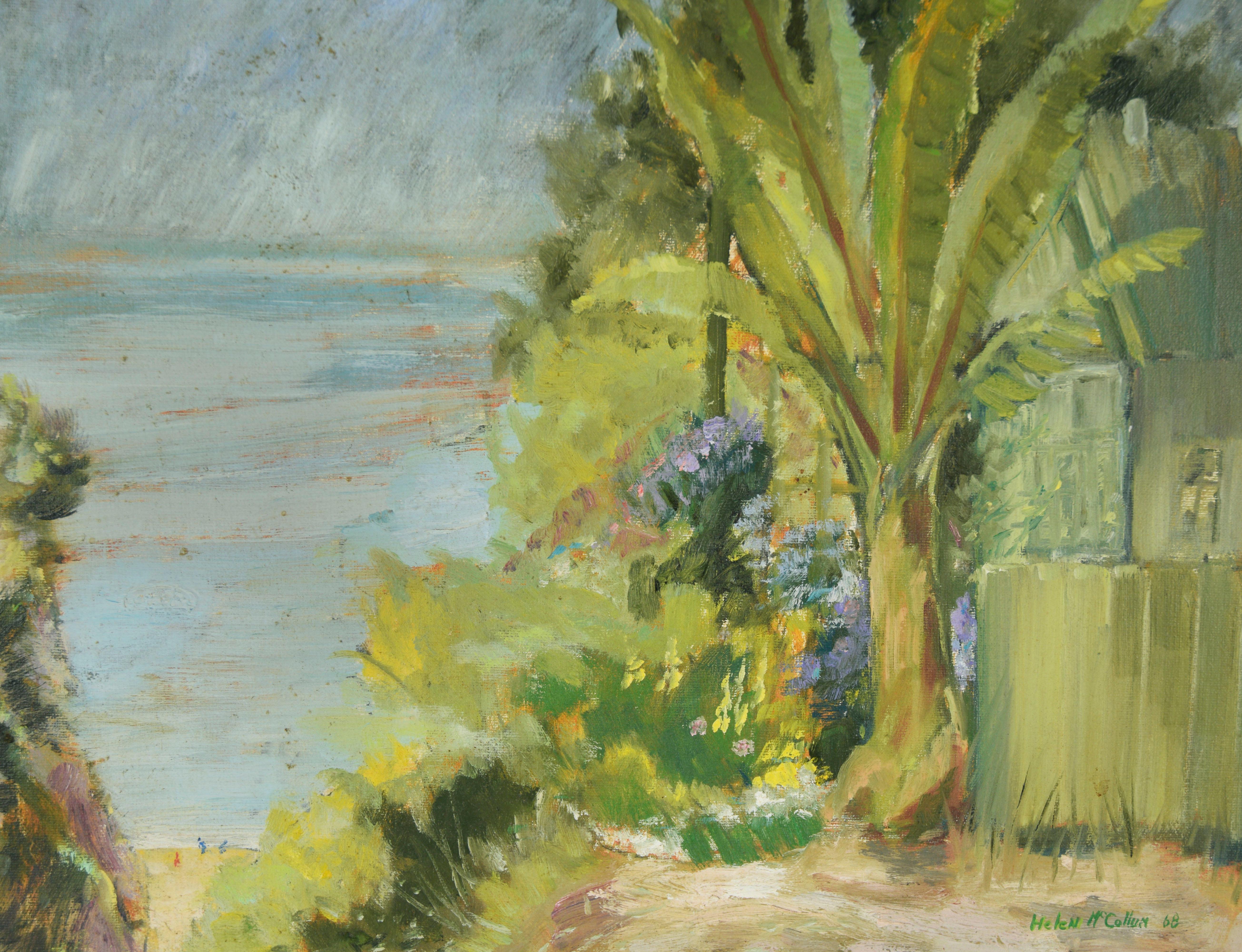 At The Waters Edge - Olio impressionista su tela originale del 1968 - Painting di Helen McCollum