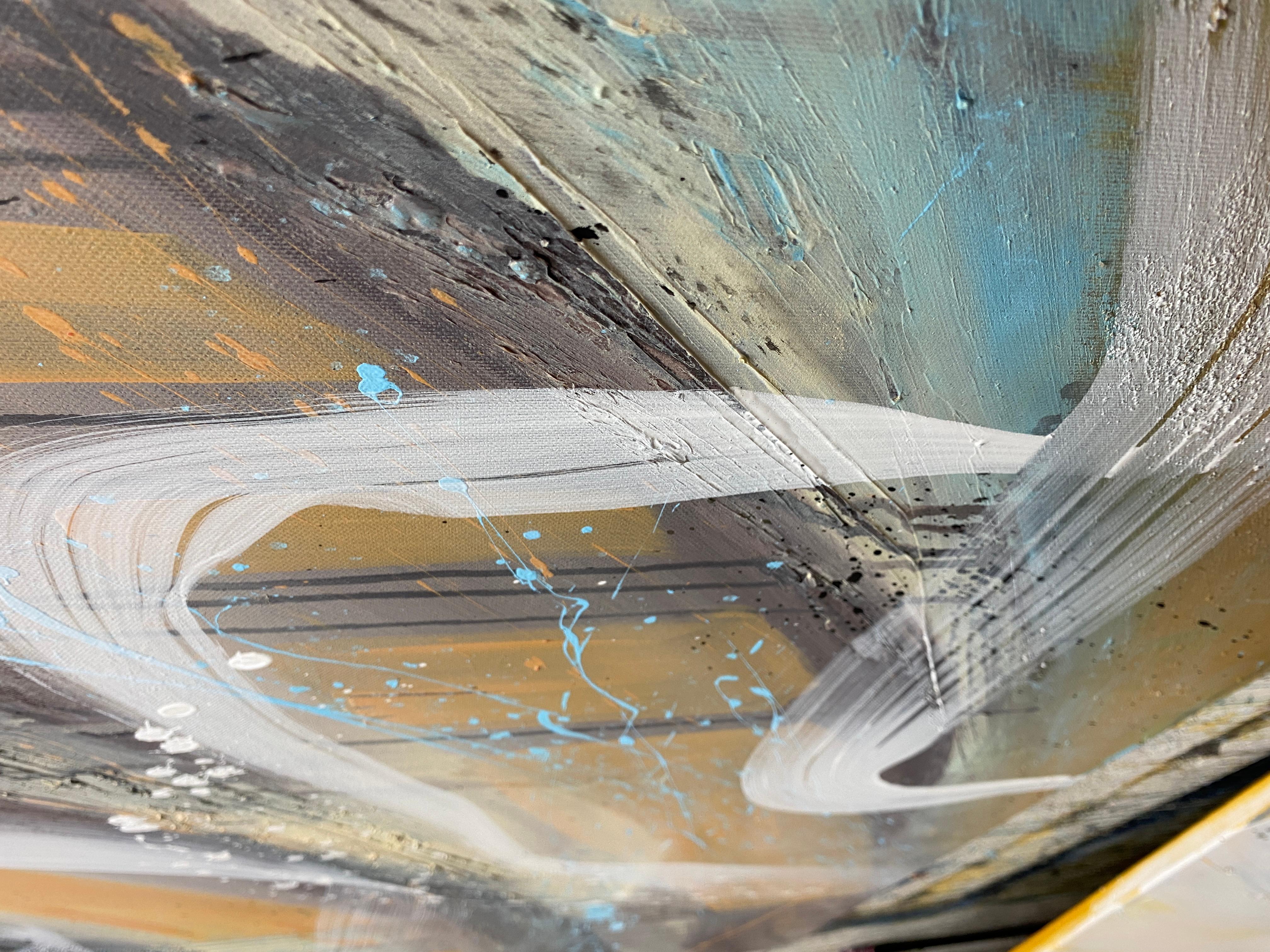 Authentic Desires/10 – Large Abstract Acrylic Painting in Beige, Blue and White im Angebot 7