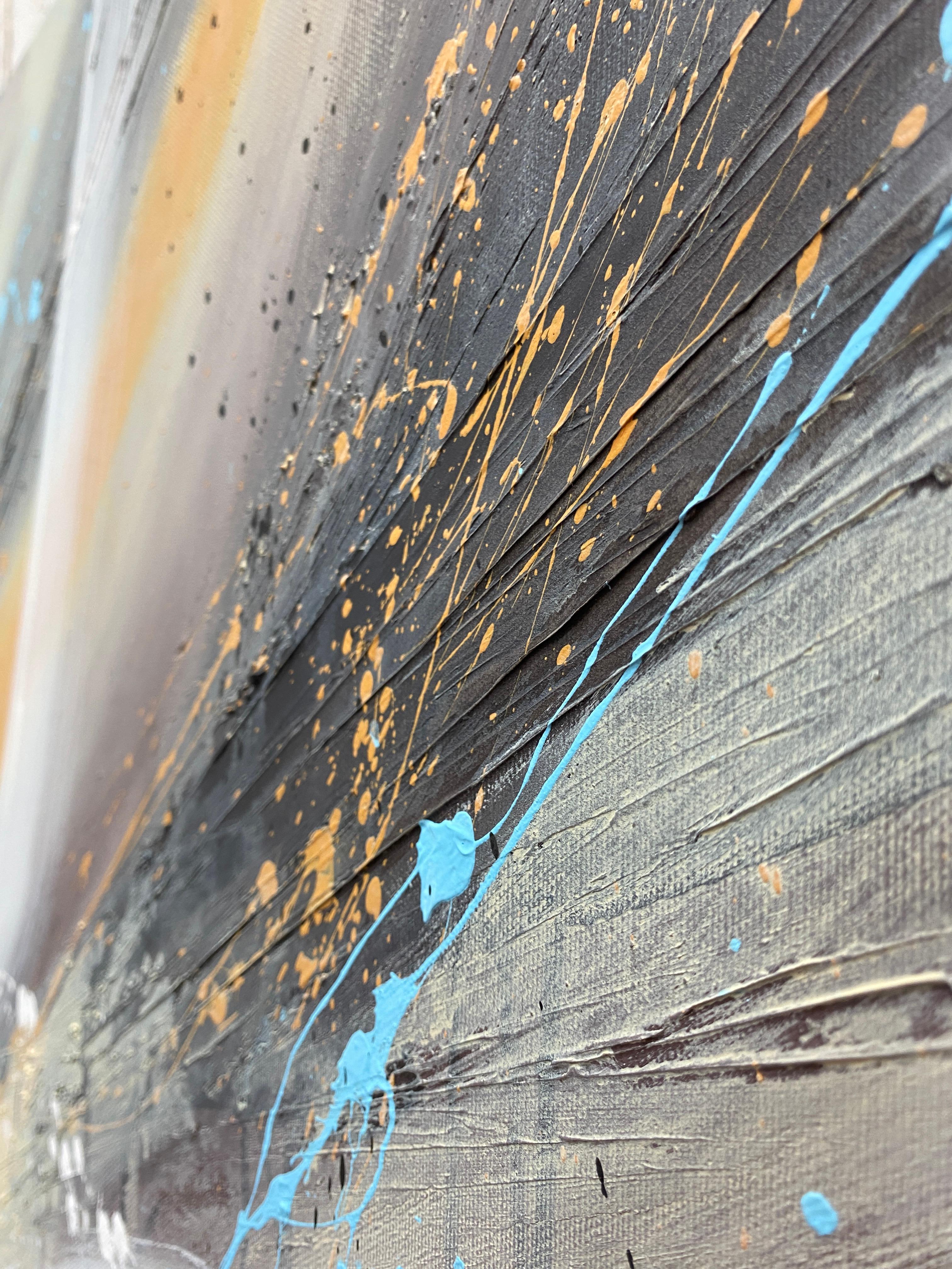 Authentic Desires/10 – Large Abstract Acrylic Painting in Beige, Blue and White im Angebot 8