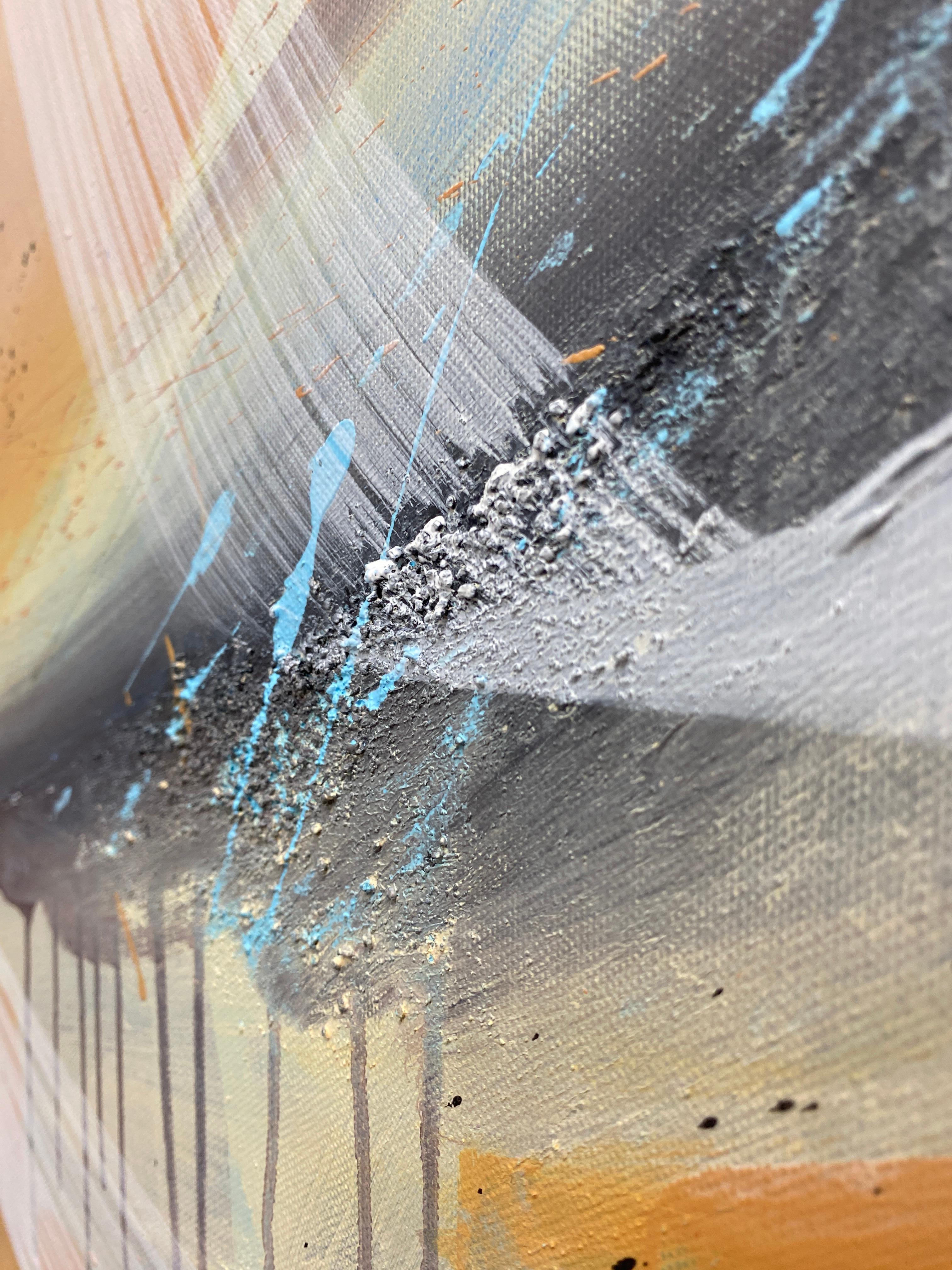 Authentic Desires/10 – Large Abstract Acrylic Painting in Beige, Blue and White im Angebot 9