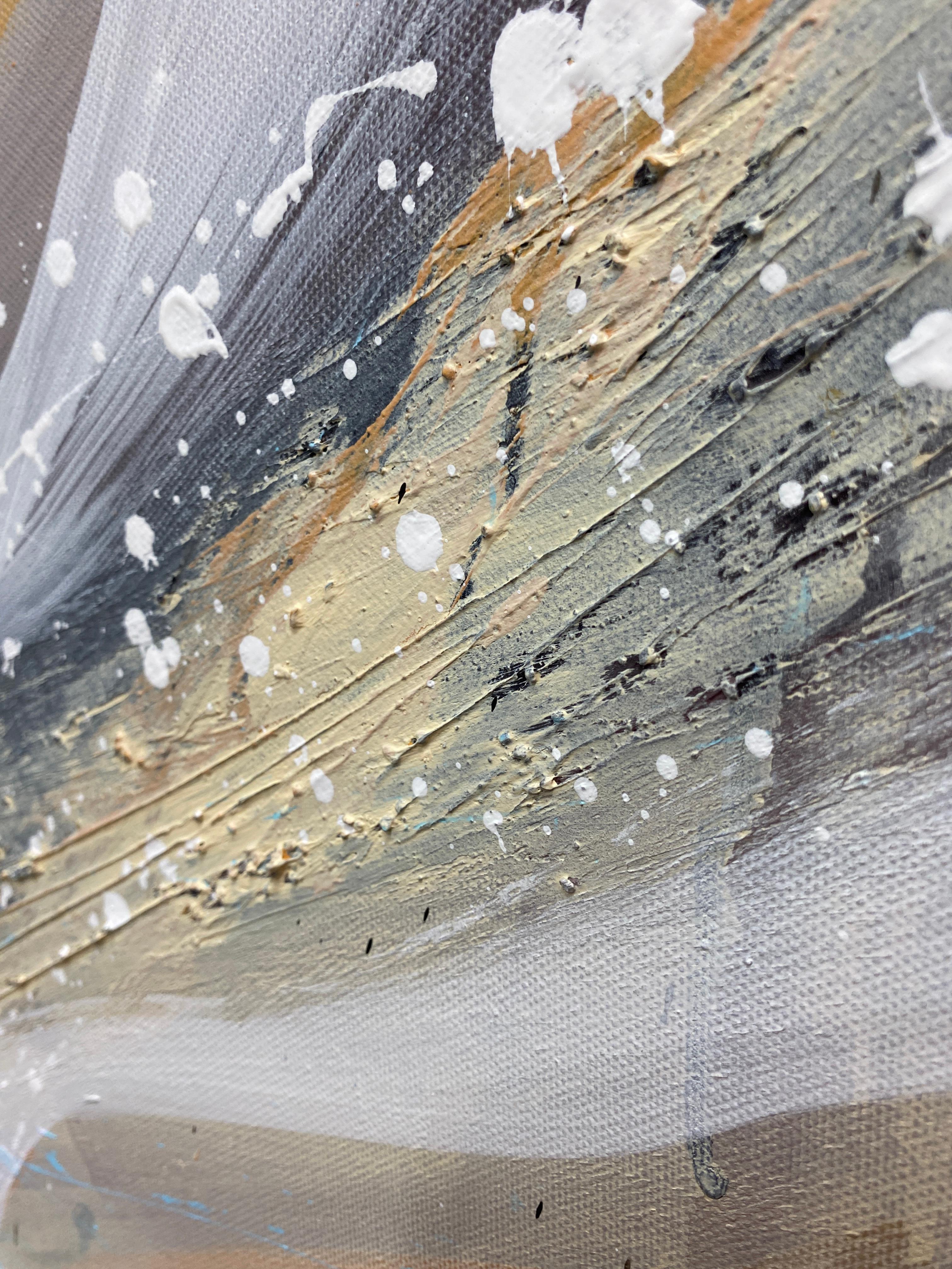 Authentic Desires/10 – Large Abstract Acrylic Painting in Beige, Blue and White im Angebot 10