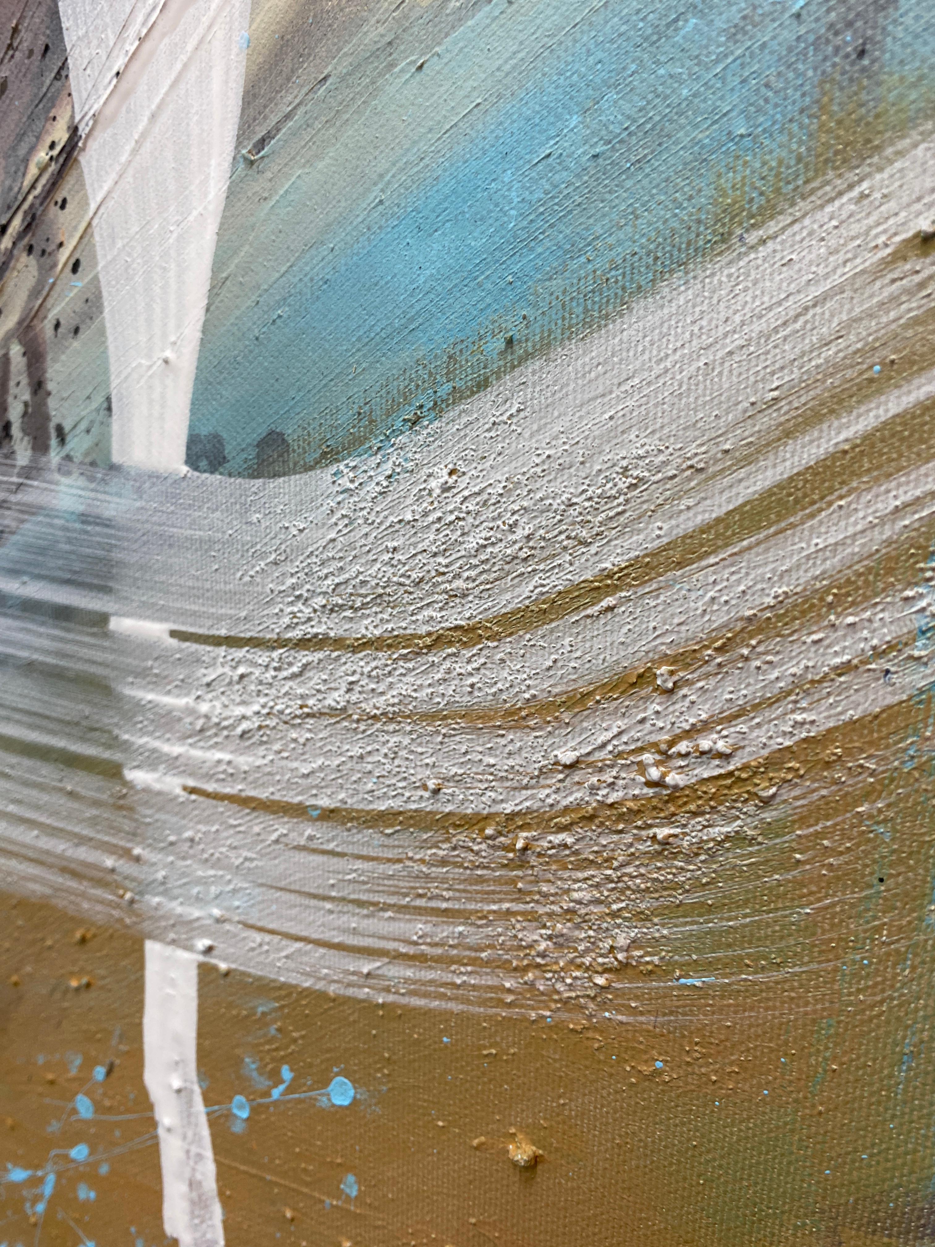 Authentic Desires/10 – Large Abstract Acrylic Painting in Beige, Blue and White im Angebot 11