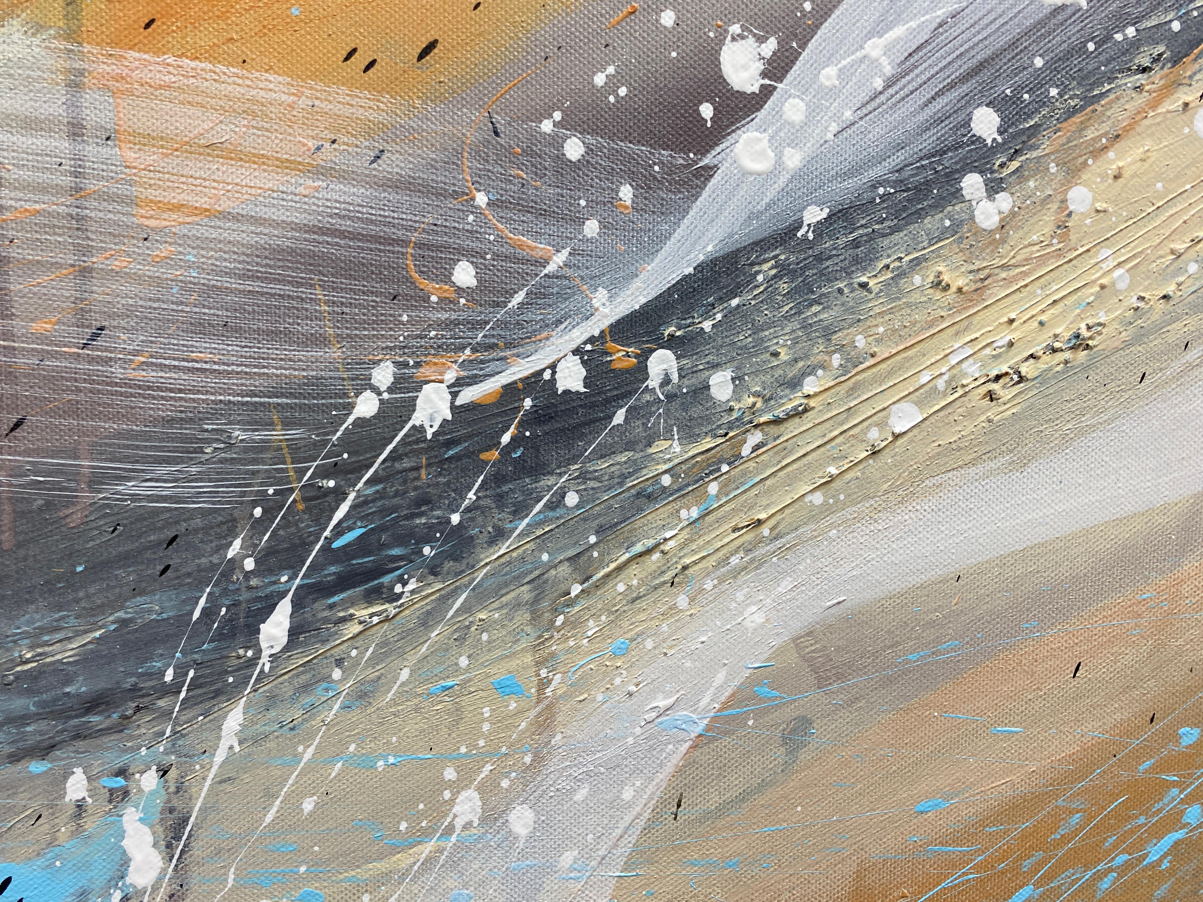 Authentic Desires/10 – Large Abstract Acrylic Painting in Beige, Blue and White im Angebot 2