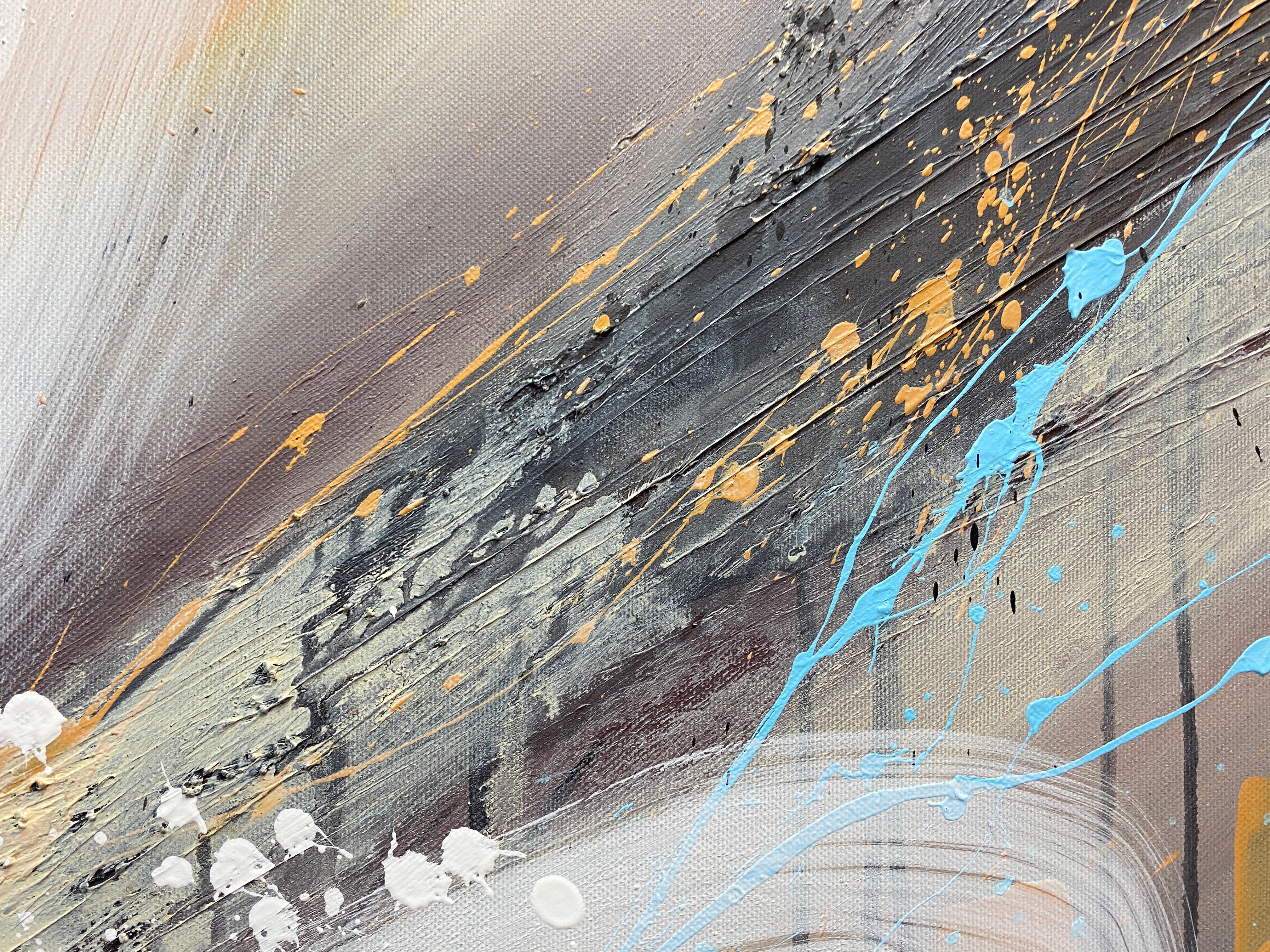 Authentic Desires/10 – Large Abstract Acrylic Painting in Beige, Blue and White im Angebot 4