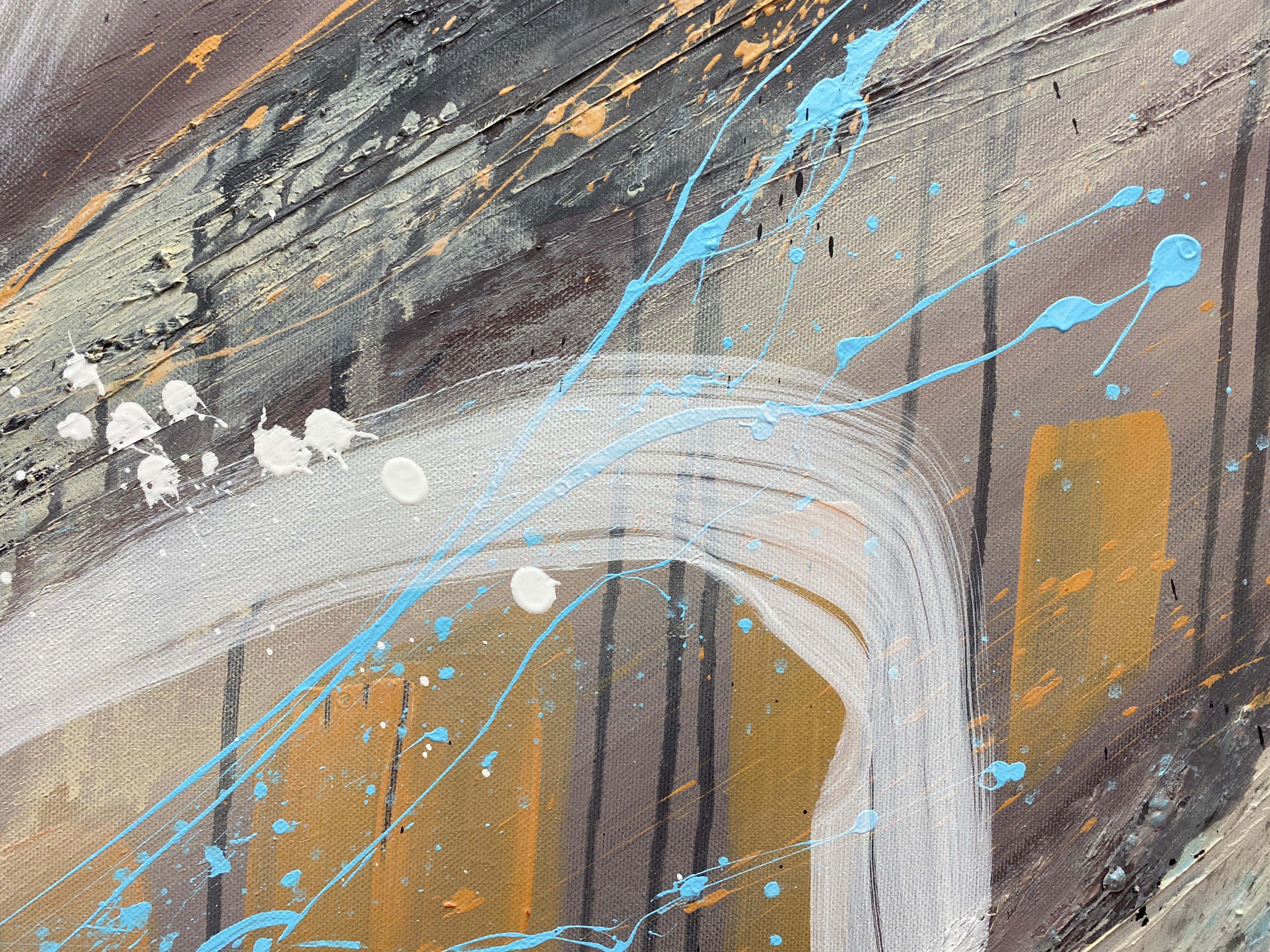 Authentic Desires/10 – Large Abstract Acrylic Painting in Beige, Blue and White im Angebot 5