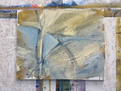 “Authentic Desires – Large Abstract Acrylic Painting in Beige and Blue