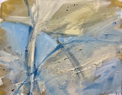 "Authentic Desires/3 - Grande peinture acrylique abstraite en beige et bleu