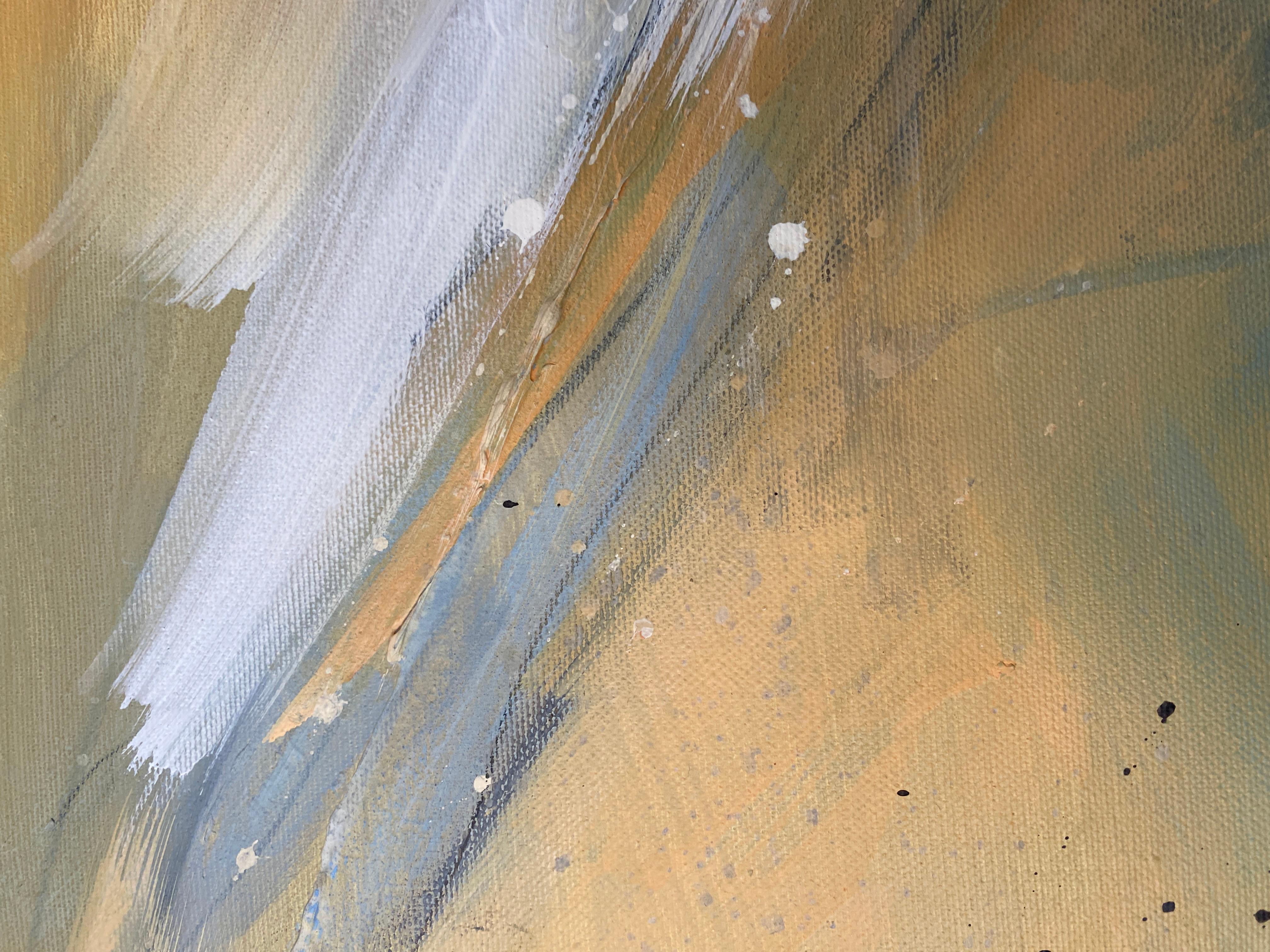 Authentic Desires/3 - Großes abstraktes Acrylgemälde in Beige, Blau und Weiß (Zeitgenössisch), Painting, von HELEN MOUNT