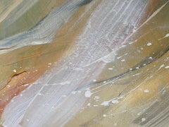 Authentic Desires/4 - Grande peinture acrylique abstraite en beige, bleu et blanc