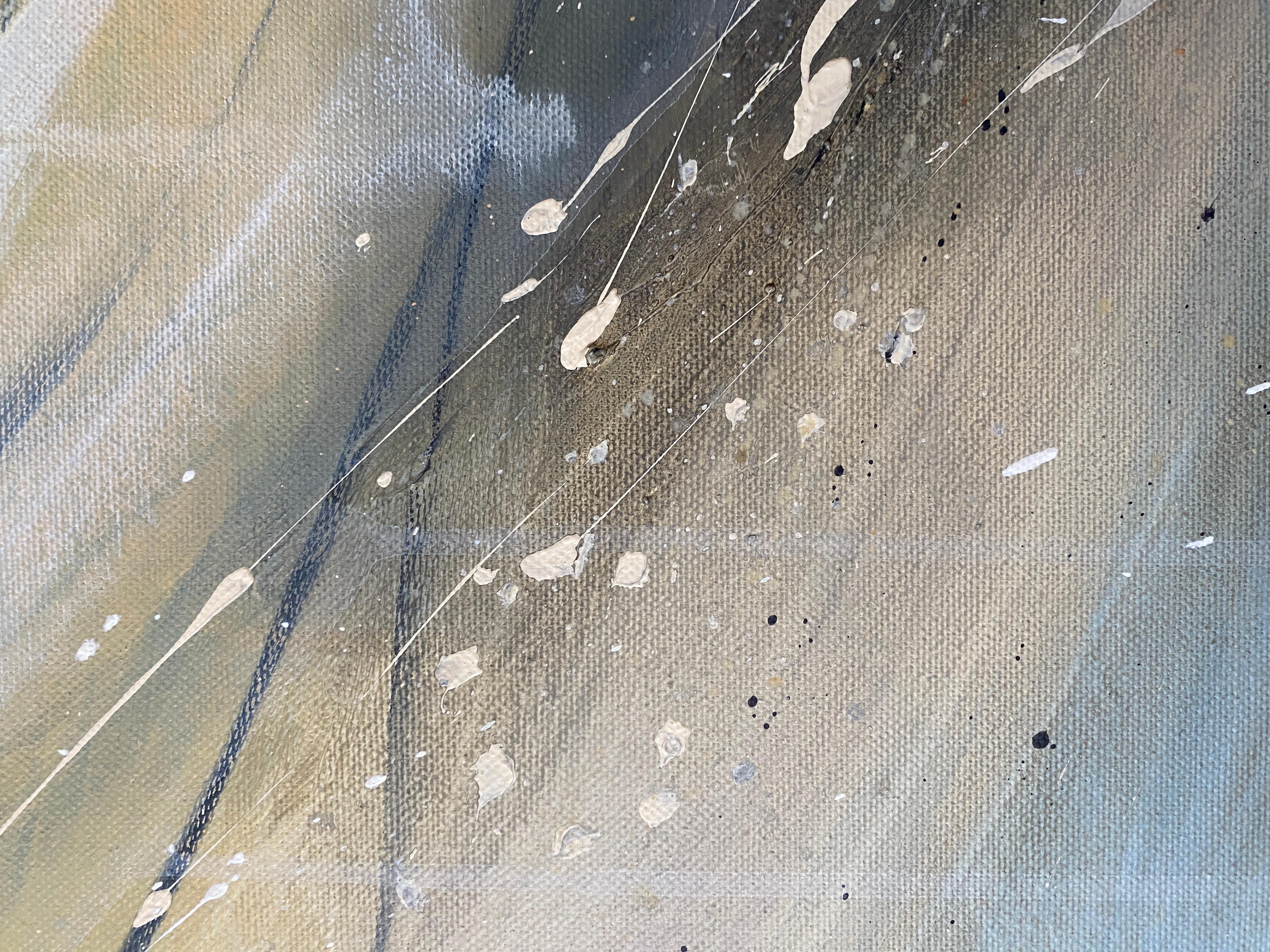 Authentic Desires/4 – Large Abstract Acrylic Painting in Beige, Blue and White im Angebot 2