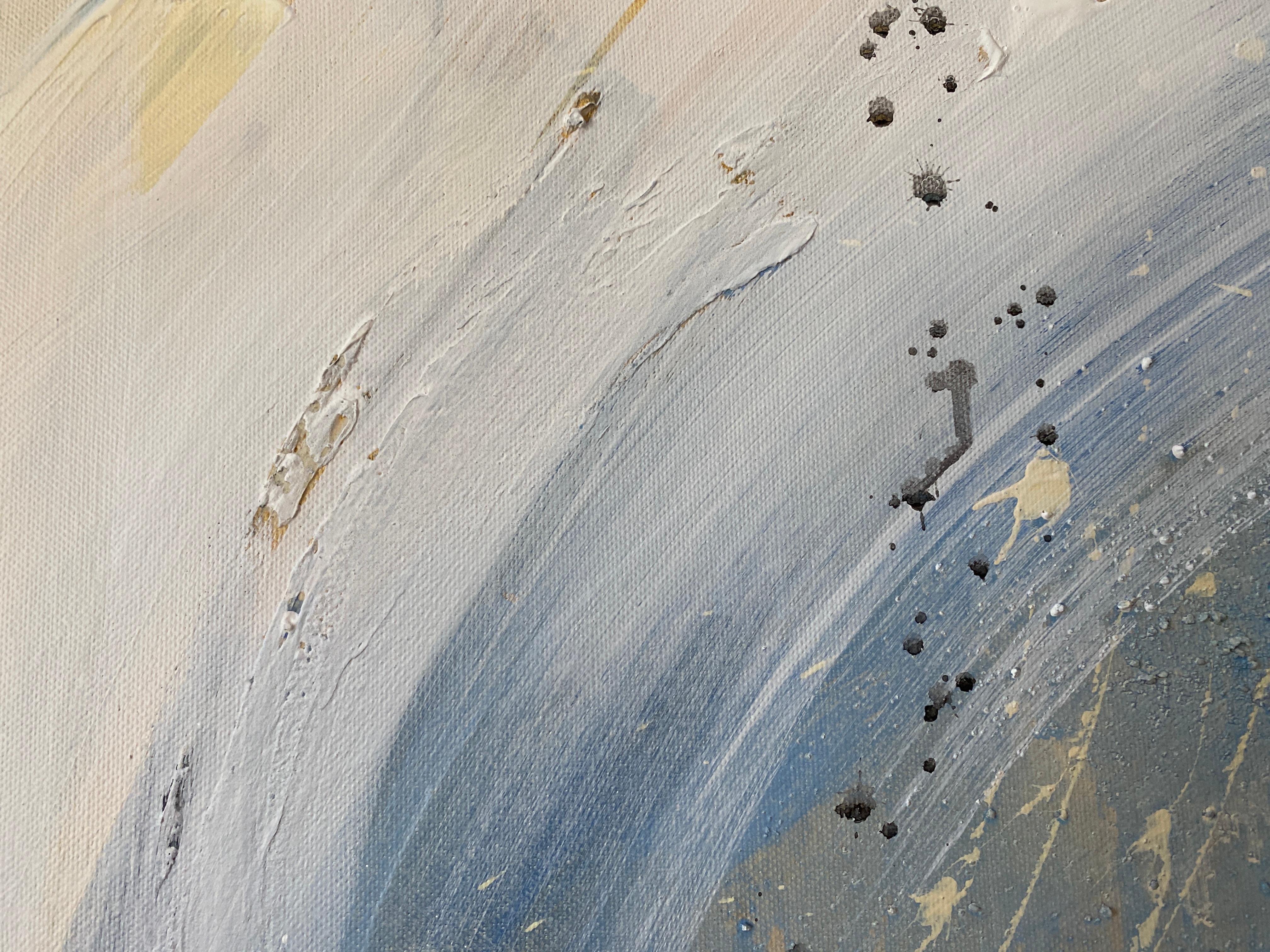 Authentic Desires/5 – Large Abstract Acrylic Painting in Beige, Blue and White For Sale 7