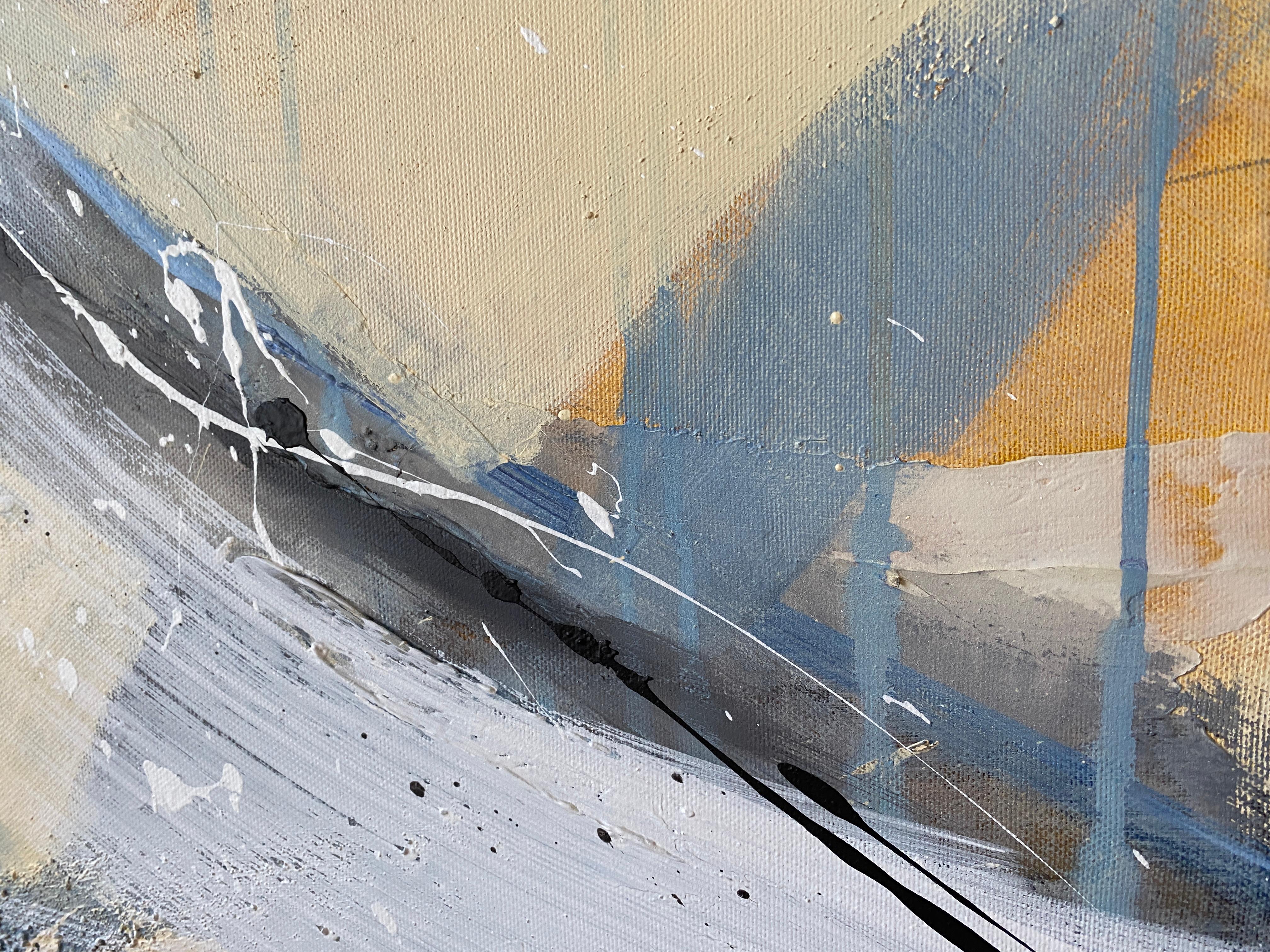 Authentic Desires/5 – Large Abstract Acrylic Painting in Beige, Blue and White For Sale 9