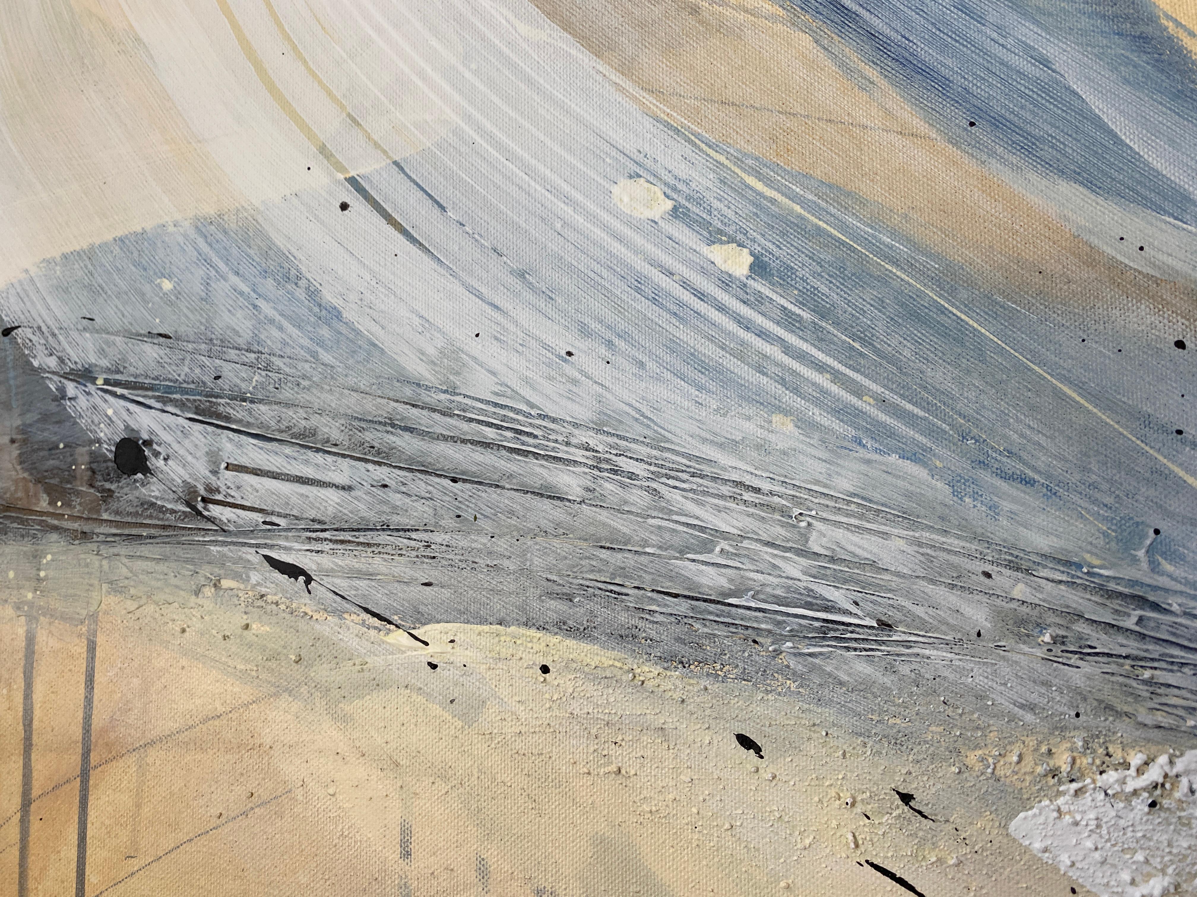Soft blue and beige tones with dynamic white gestures express emotional freedom and inner truth. This artwork radiates calm energy, openness, and transformation — perfect for creating mindful, soothing interiors.

A fluid composition of blue, beige,