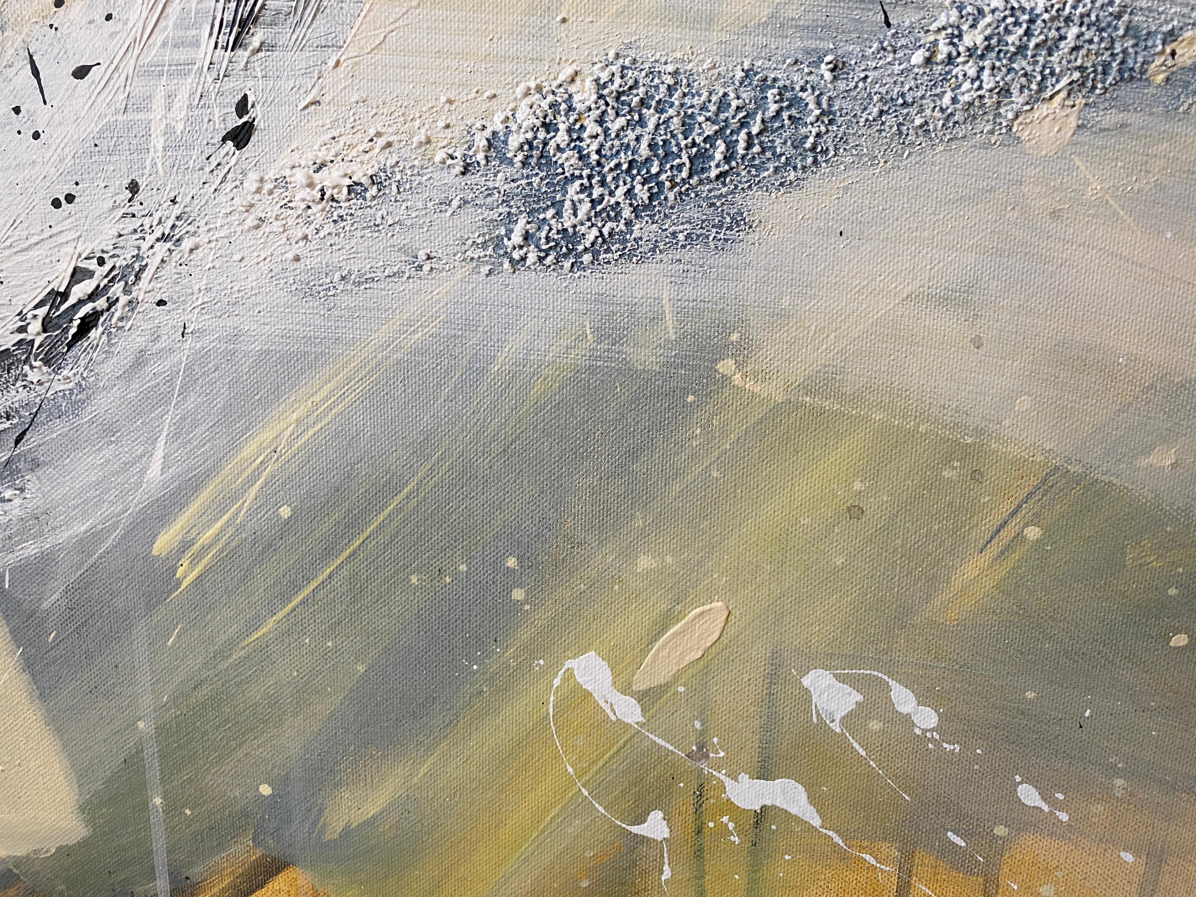 Authentic Desires/5 – Large Abstract Acrylic Painting in Beige, Blue and White For Sale 4