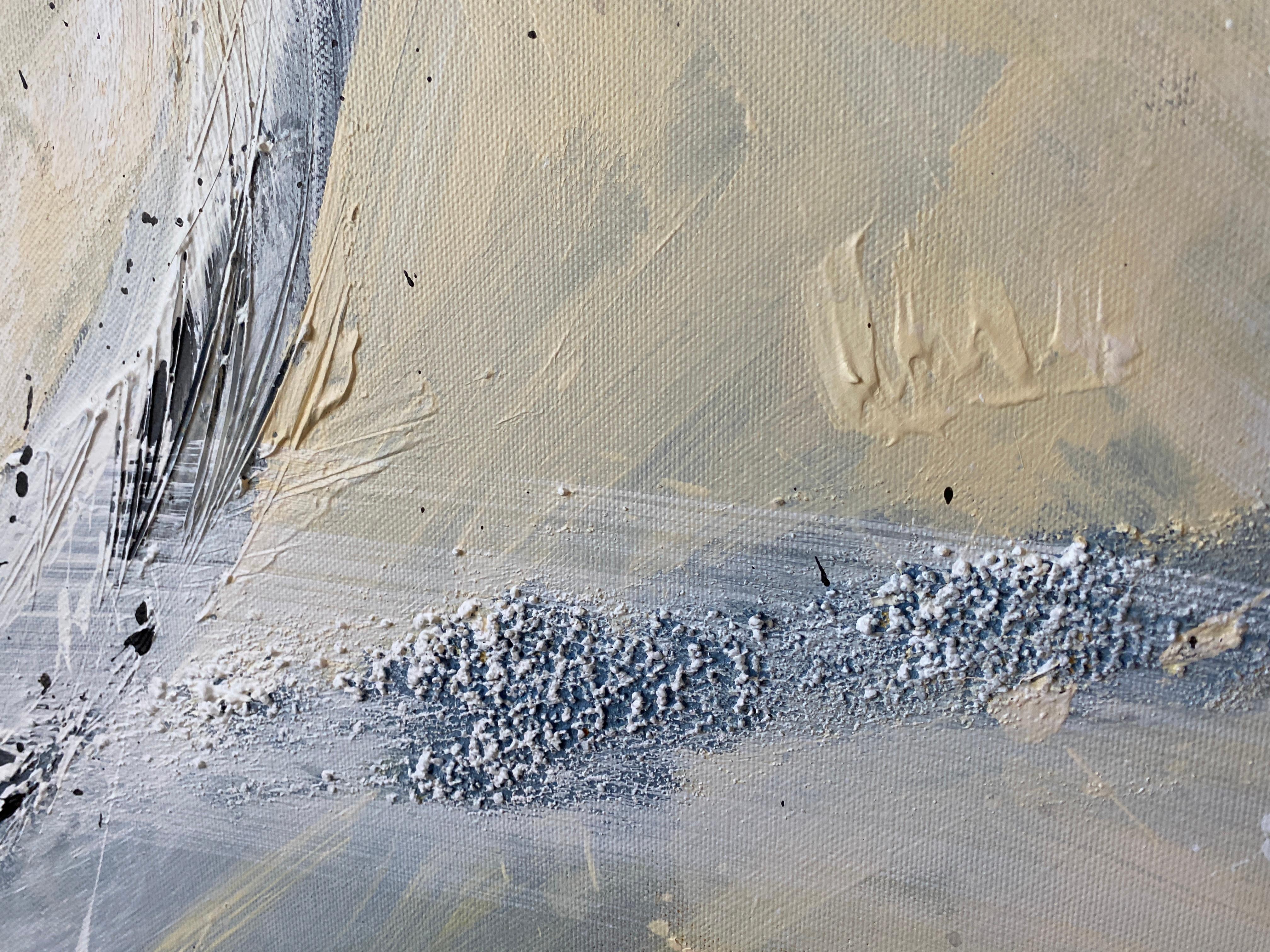 Authentic Desires/5 – Large Abstract Acrylic Painting in Beige, Blue and White For Sale 5