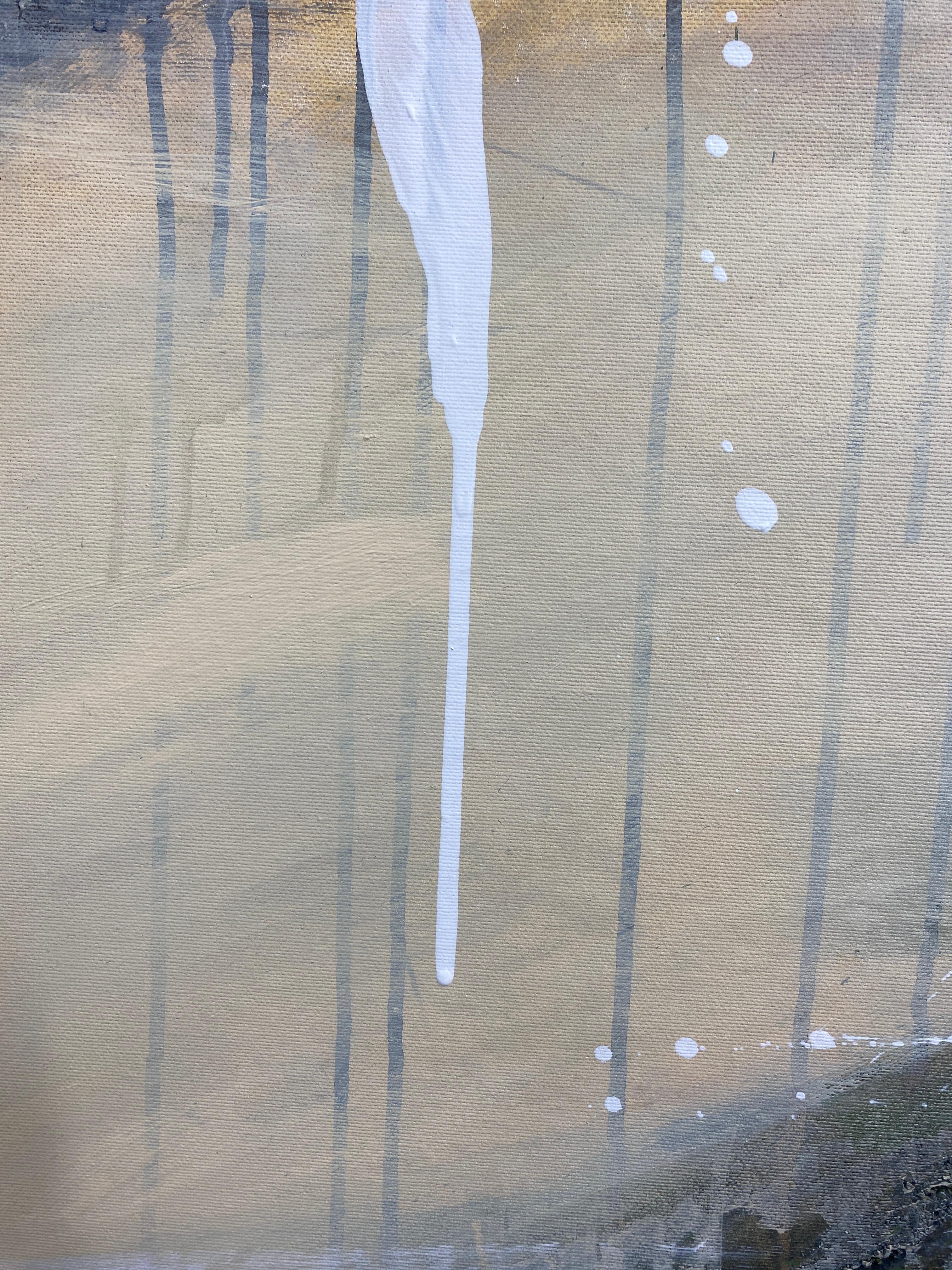 Authentic Desires/6 - Abstrakte Acrylmalerei in Beige, Weiß und Olivgrün im Angebot 4