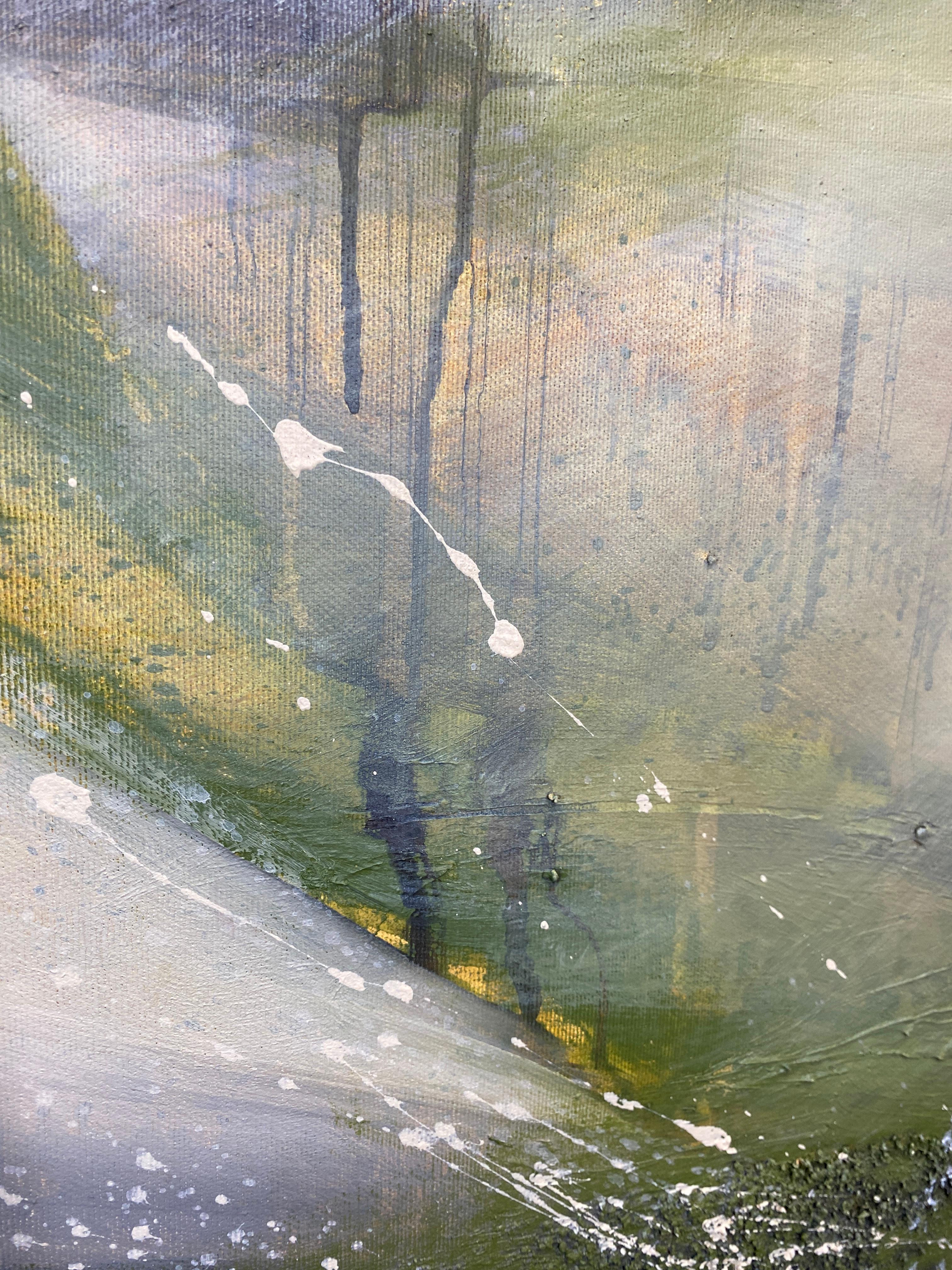 Authentic Desires/7 - Abstrakte Acrylmalerei in Beige, Weiß und Olivgrün im Angebot 5