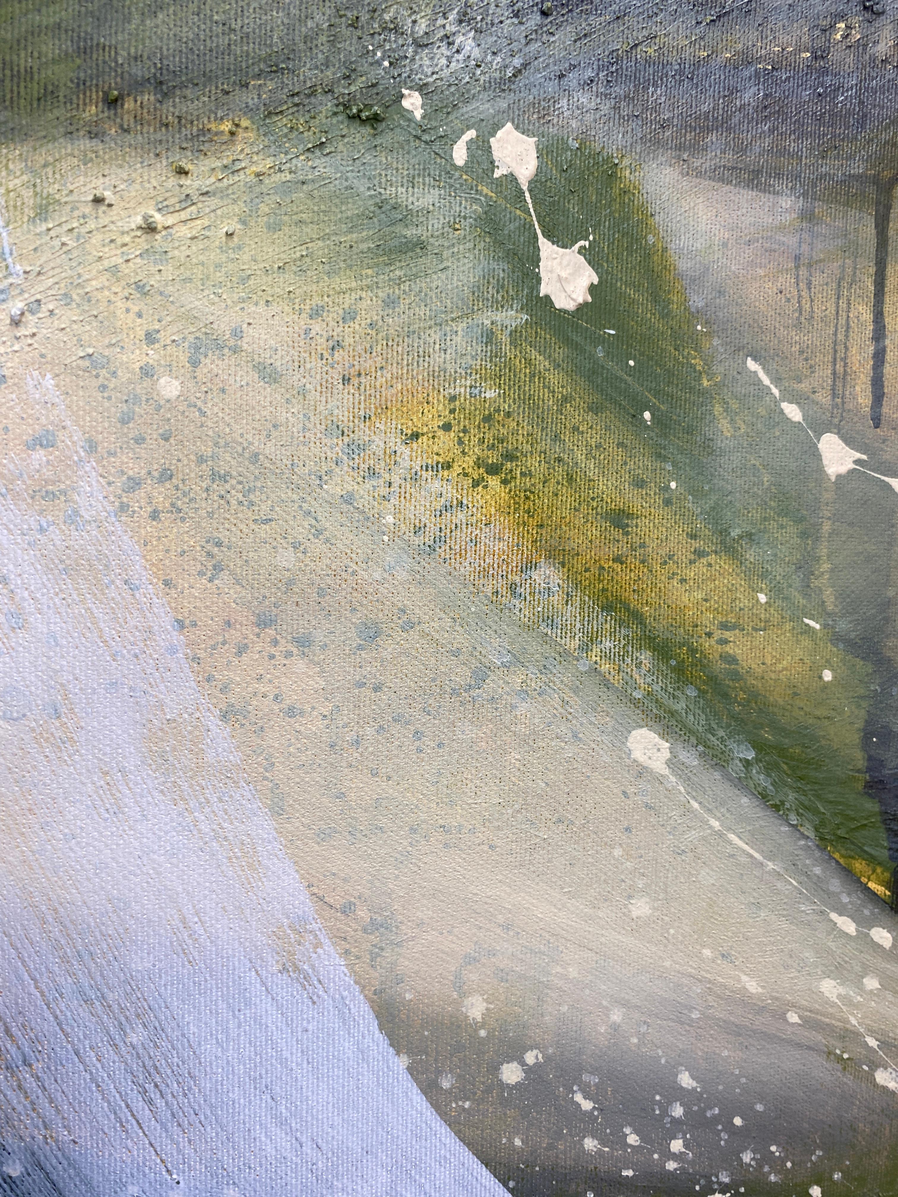 Authentic Desires/7 - Abstrakte Acrylmalerei in Beige, Weiß und Olivgrün im Angebot 6