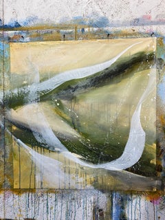 Authentic Desires/7 – Abstract Acrylic Painting in Beige, White and Olive Green