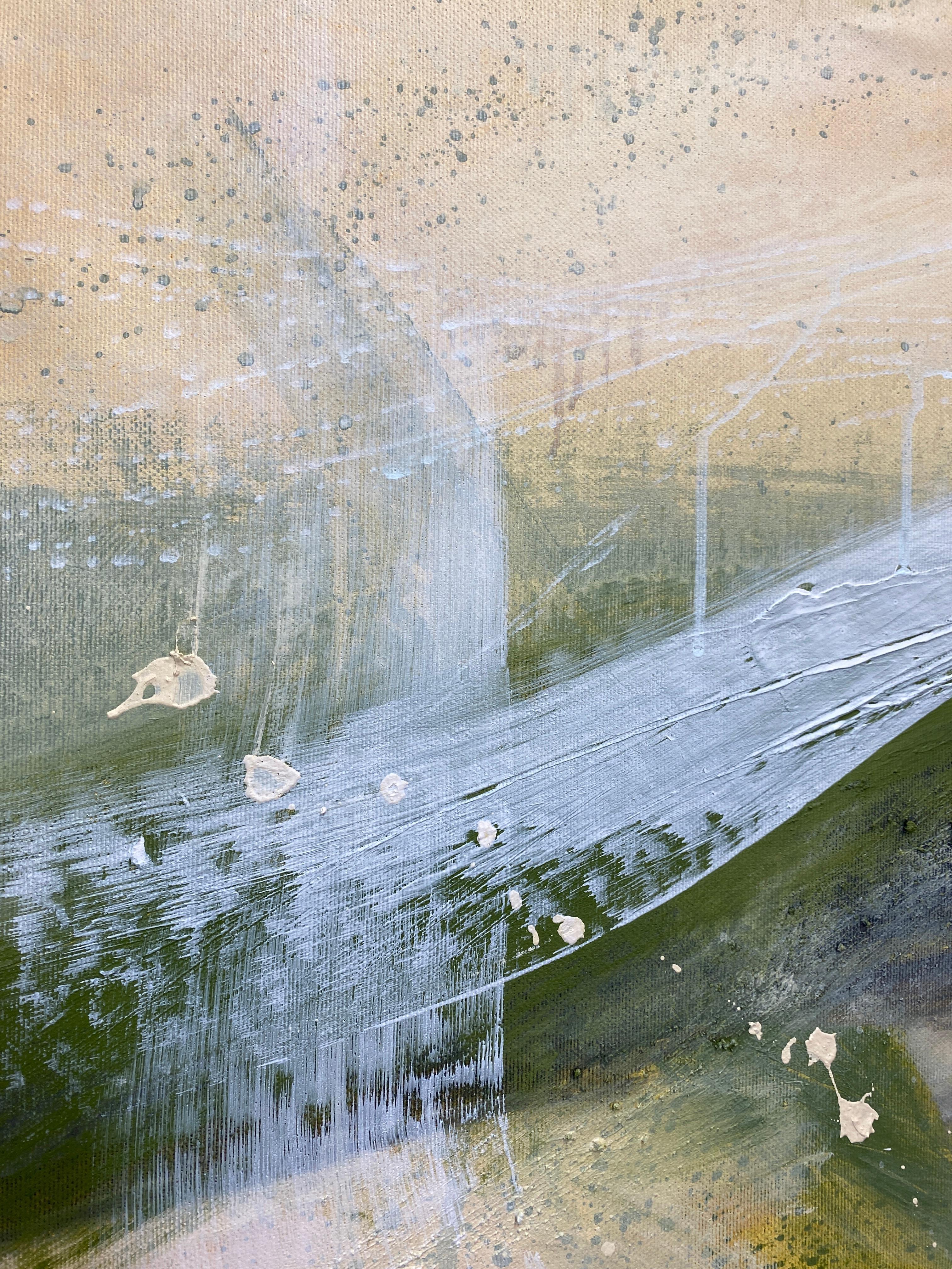 Authentic Desires/7 - Abstrakte Acrylmalerei in Beige, Weiß und Olivgrün (Zeitgenössisch), Painting, von HELEN MOUNT