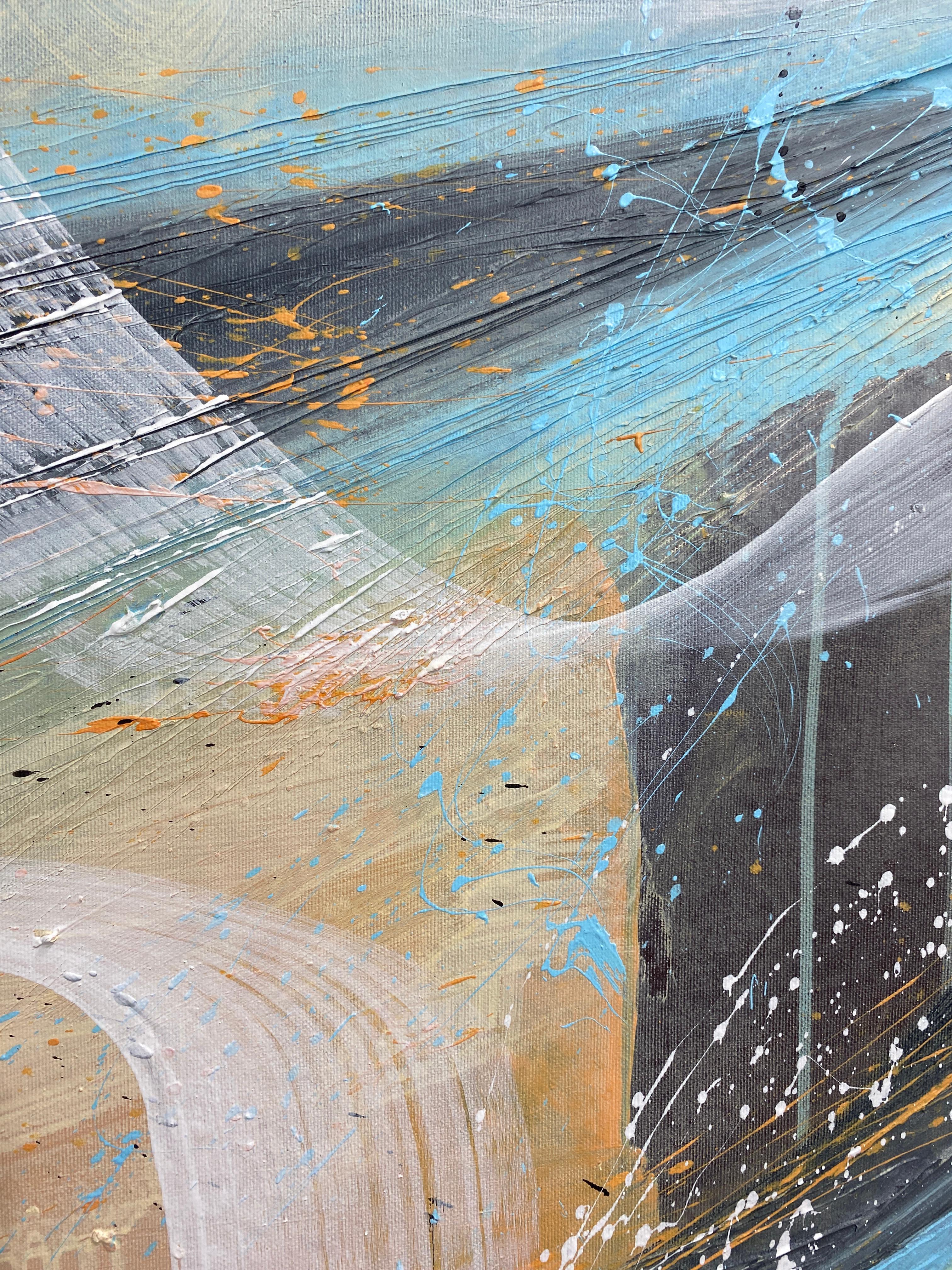 Schwungvolle Schichten aus Türkis, Beige und Weiß vermitteln Bewegung, Freiheit und kreative Energie. Dieses Kunstwerk verkörpert emotionalen Fluss und Vitalität - ideal für Innenräume, die Inspiration, Ausgeglichenheit und ausdrucksstarke Ruhe