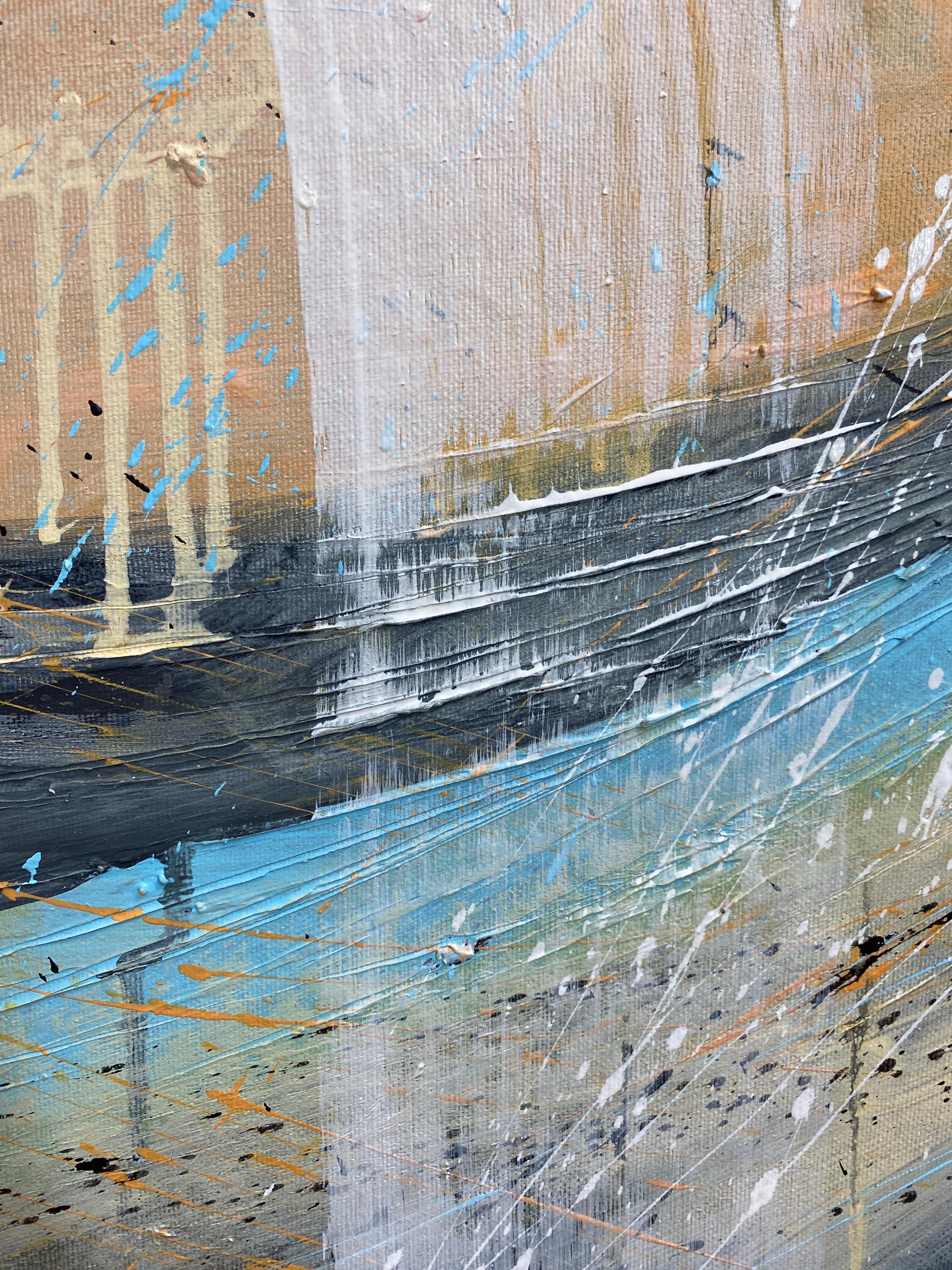 Authentic Desires/8 - Abstrakte Acrylmalerei in Türkis, Beige Weiß Dynami im Angebot 2