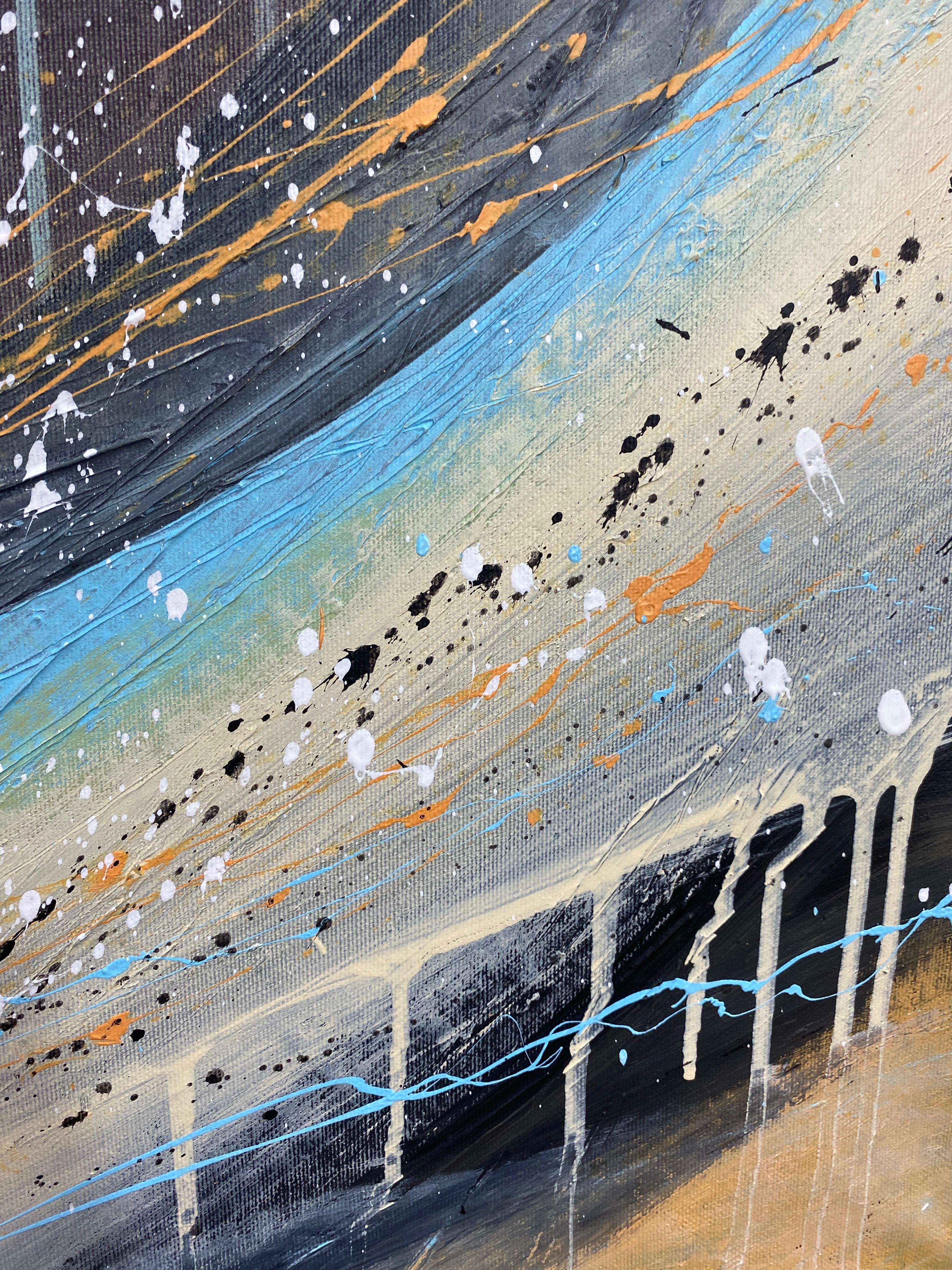 Authentic Desires/8 - Abstrakte Acrylmalerei in Türkis, Beige Weiß Dynami im Angebot 3