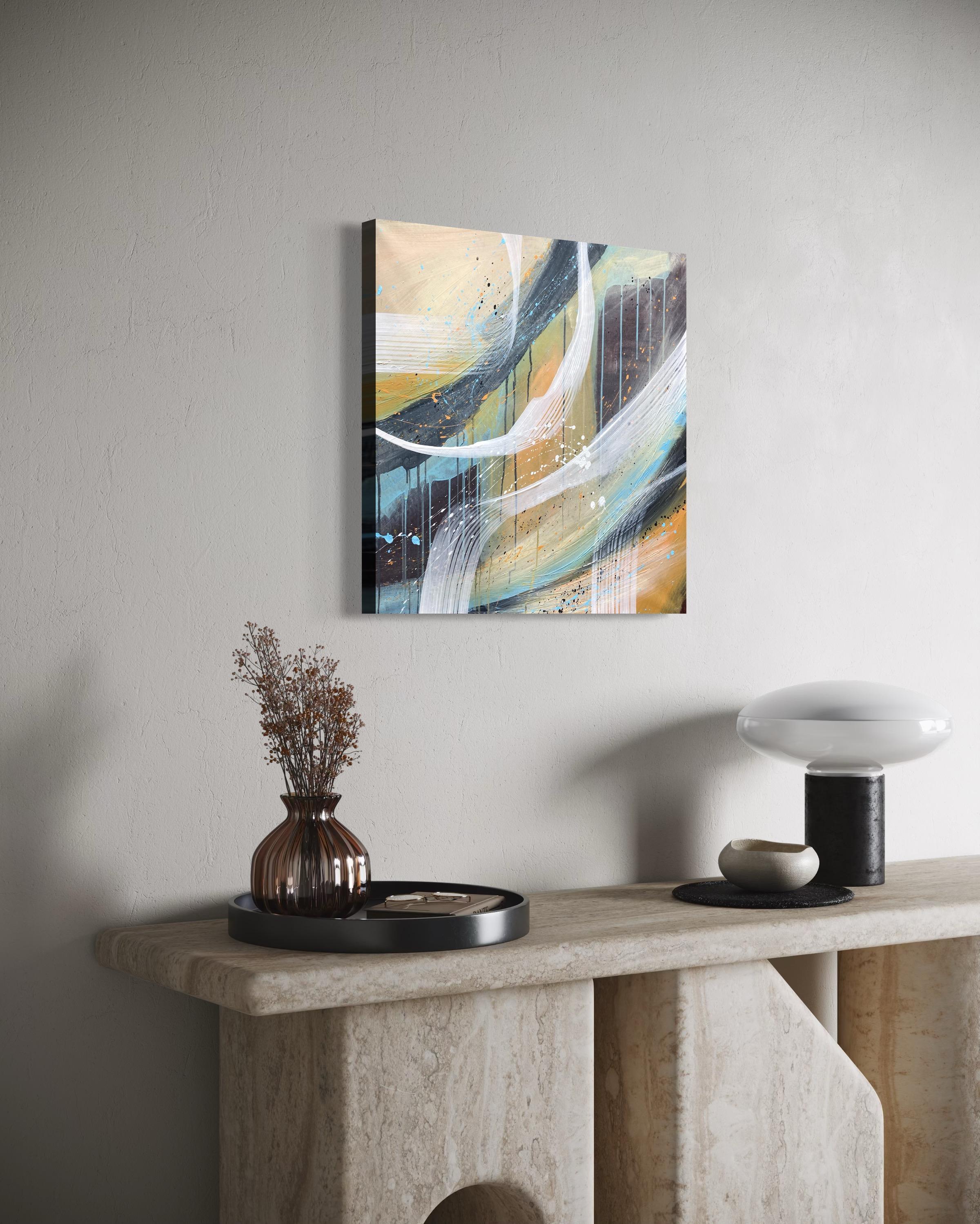 Authentic Desires/9- Abstraktes Acrylgemälde in Türkis, Beige Weiß Dynami im Angebot 7