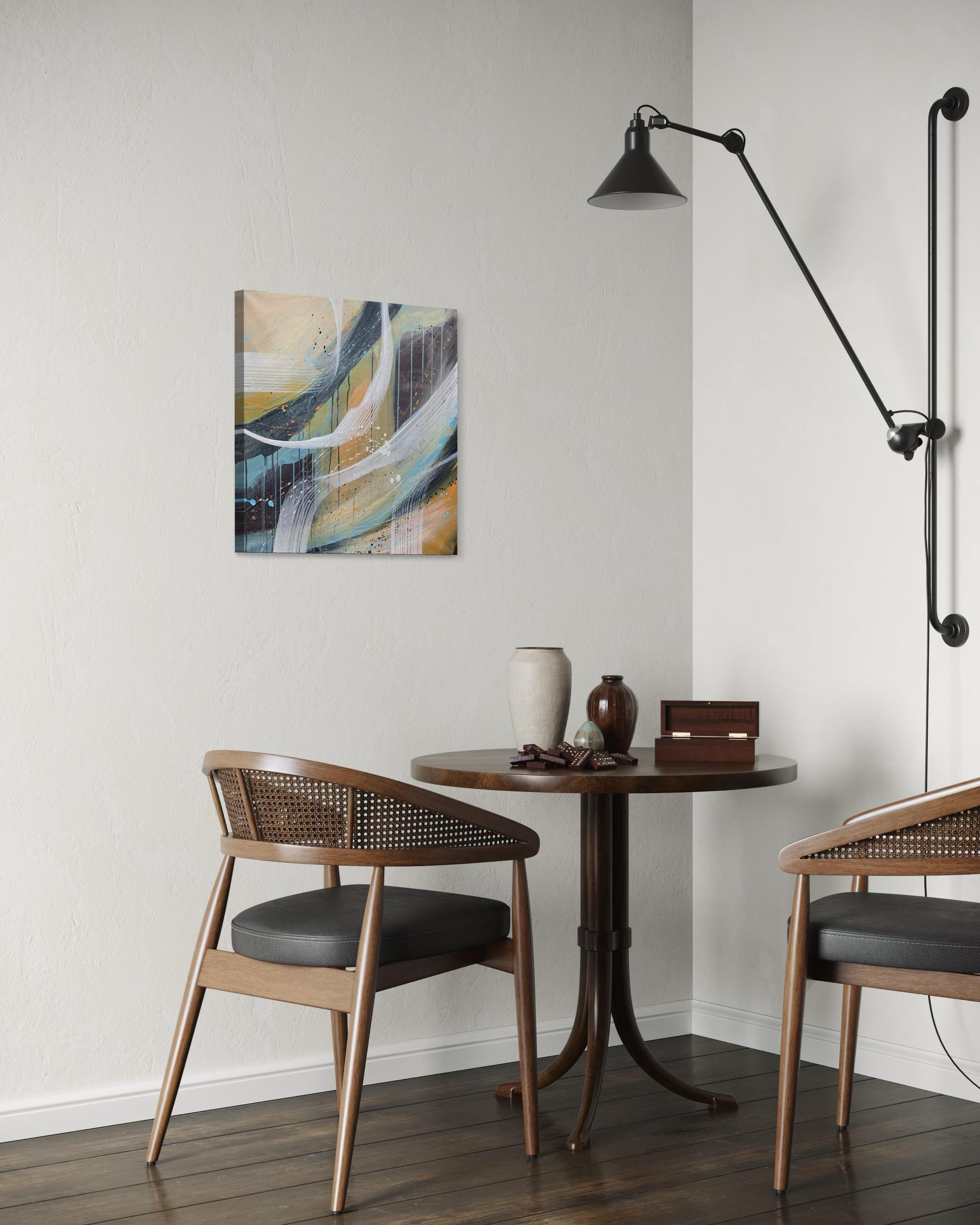 Authentic Desires/9- Abstraktes Acrylgemälde in Türkis, Beige Weiß Dynami im Angebot 8