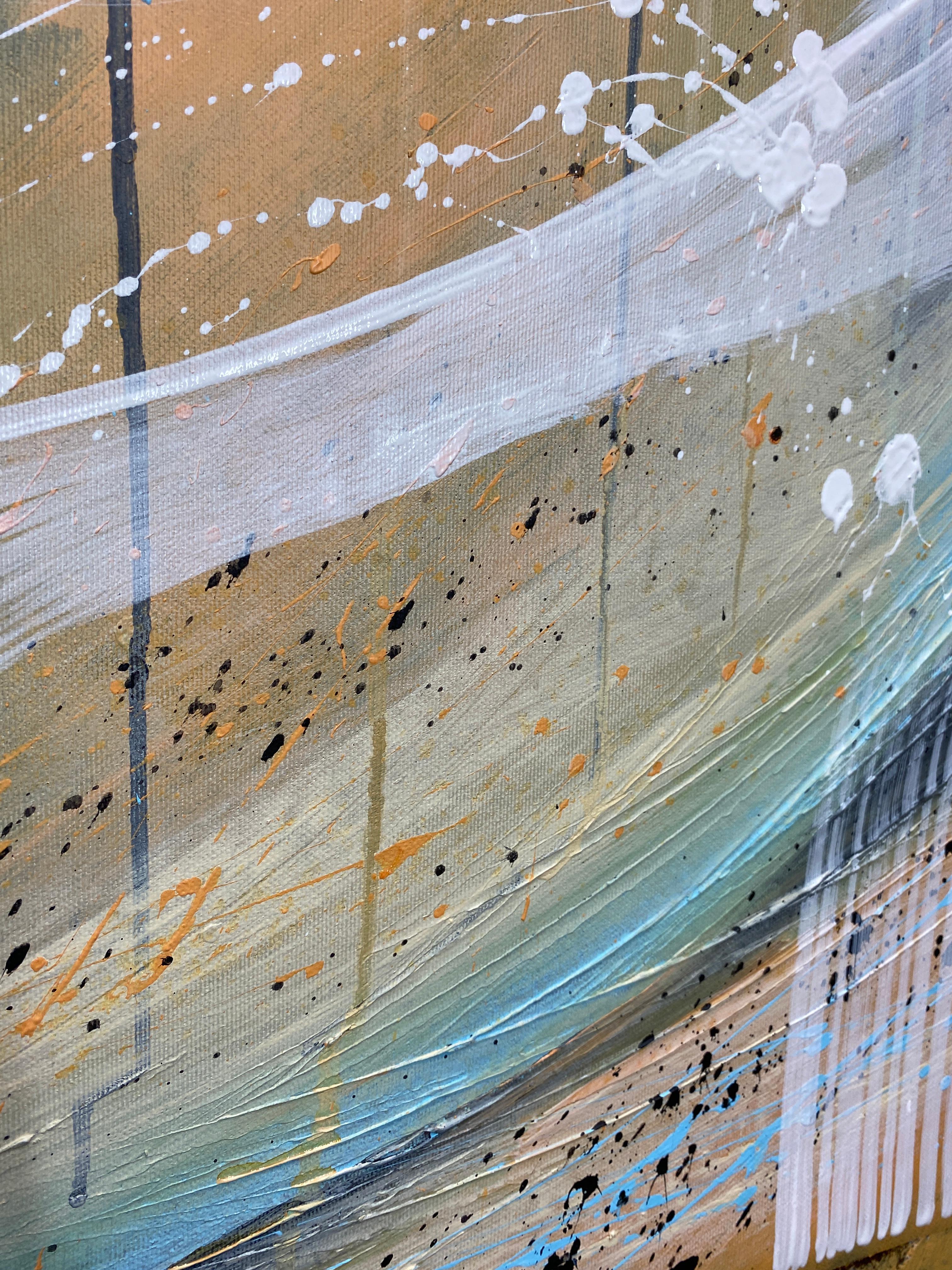 Authentic Desires/9- Abstraktes Acrylgemälde in Türkis, Beige Weiß Dynami im Angebot 2