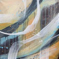 Authentic Desires/9– Abstract Acrylic Painting in Turquoise, Beige White Dynami