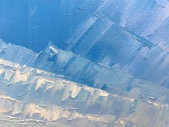 "Large Oil Landscape Painting River View Wall Art Blue Green Scene "BAKOTA"