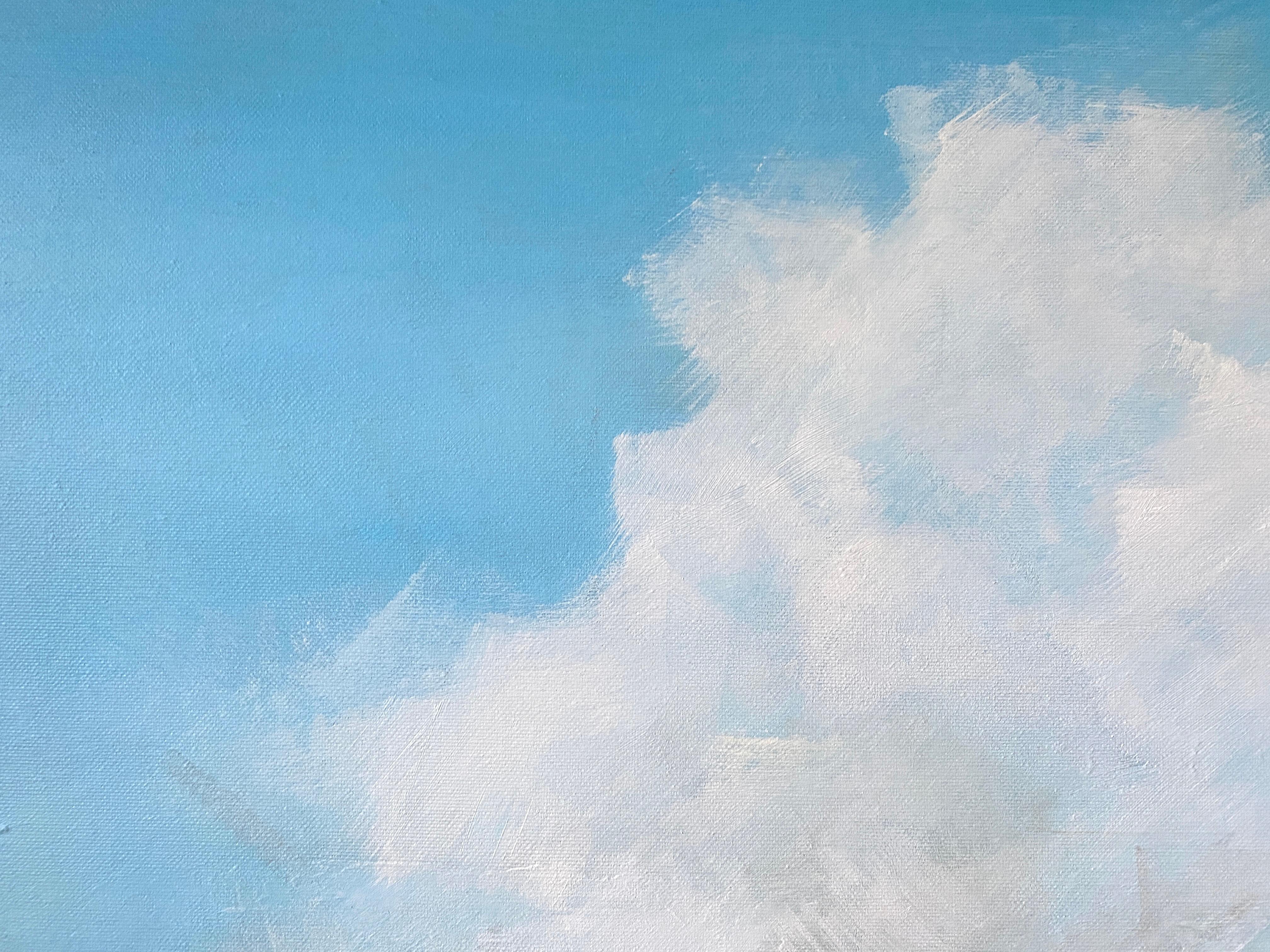 Respira lentamente/2 - Landscape Painting Blu di HELEN MOUNT