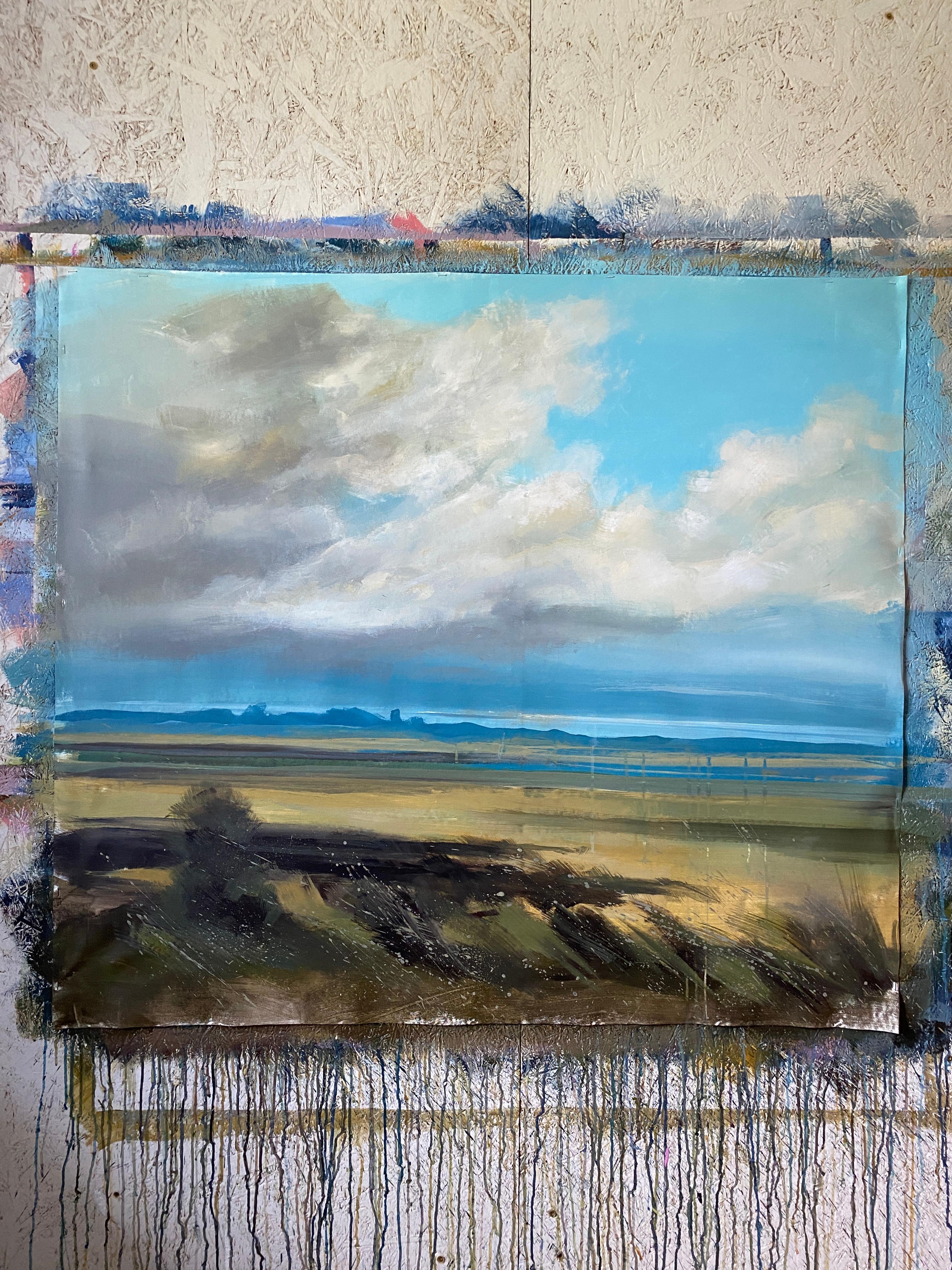 Respira despacio/4 - Landscape Painting Gris de HELEN MOUNT