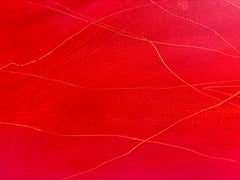 Lush Summer I - Vibrante paesaggio montano contemporaneo in rosa, blu e lime
