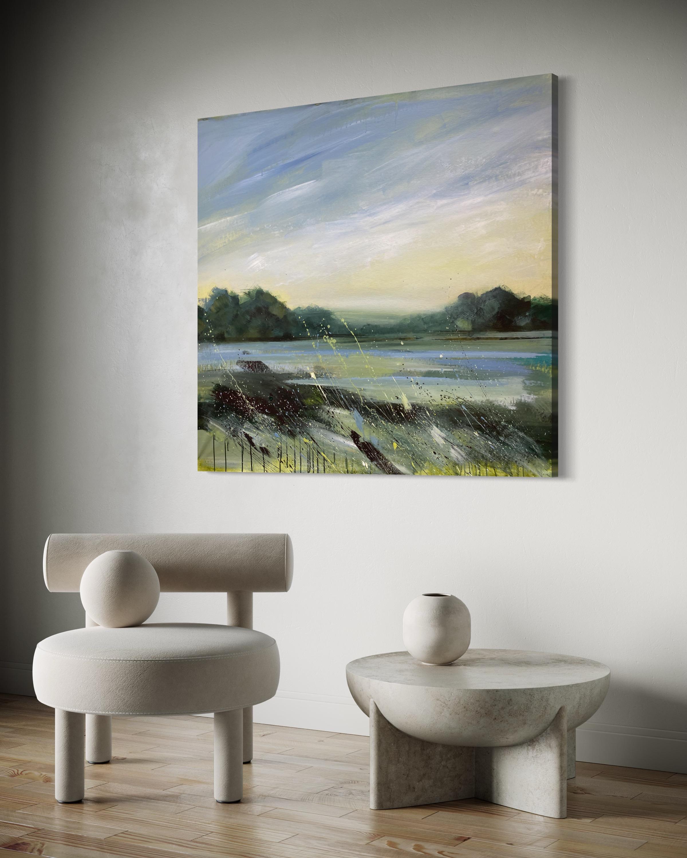 Native Land / Große Acrylgemälde von Flüssen und Feldern Gelassenheit im Angebot 8