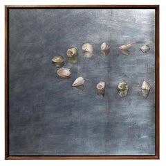 Circle of Shells, Oil and Metal Leaf on Panel, 18x18 in, Framed
