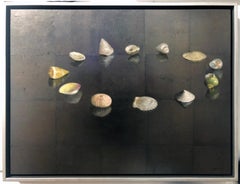 Circle of Shells - Original Oil Painting on Silver Leaf, Sea Shell Arrangement